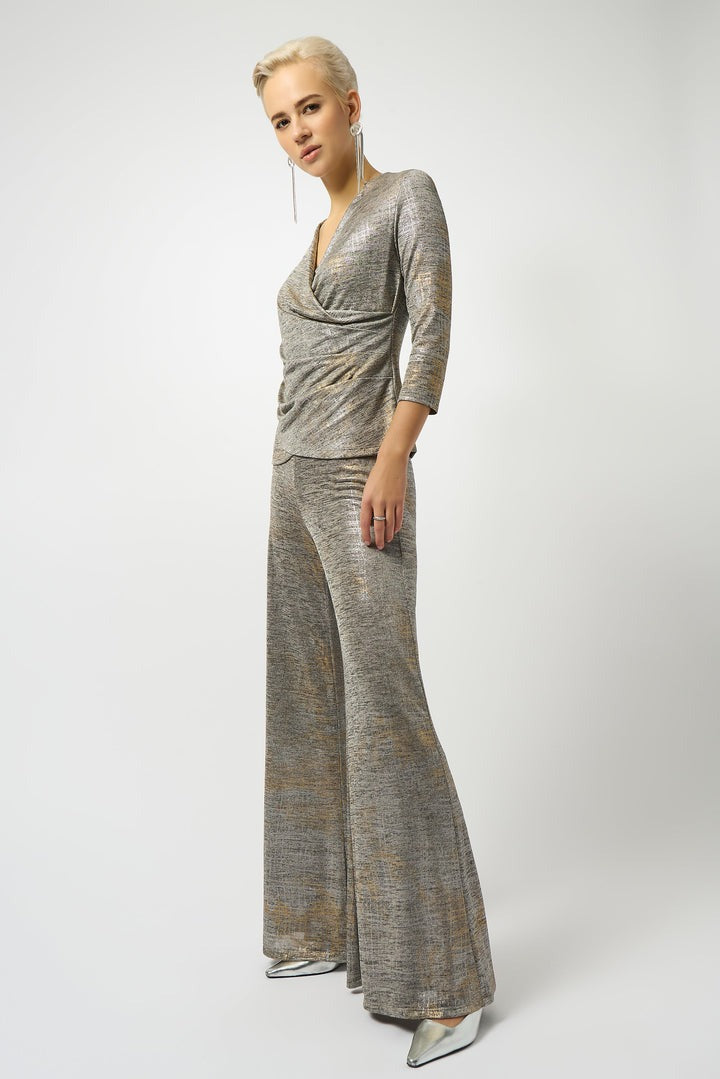 Foiled Mélange Knit Wrap Top