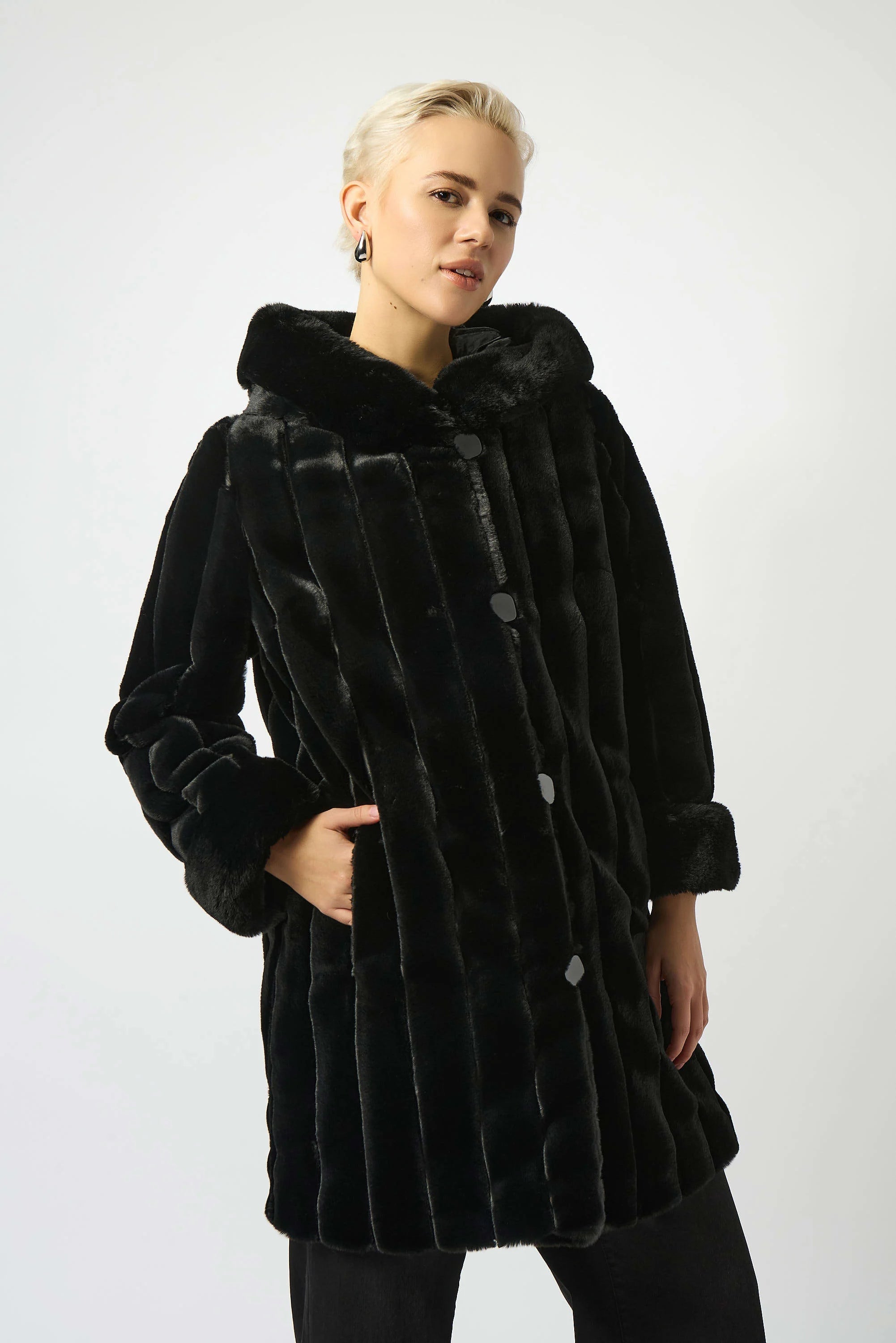 Faux Fur Reversible Hooded Coat
