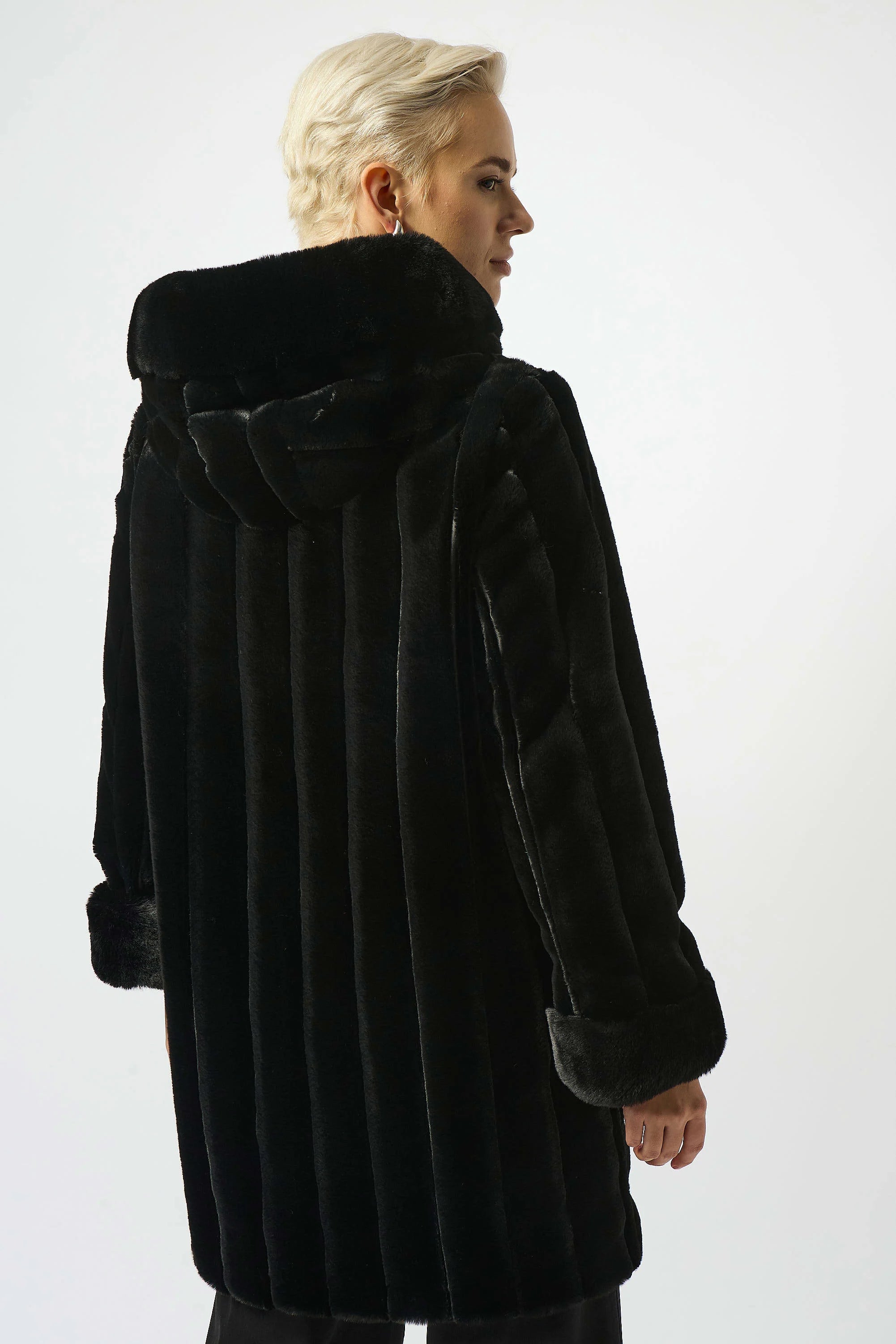 Faux Fur Reversible Hooded Coat