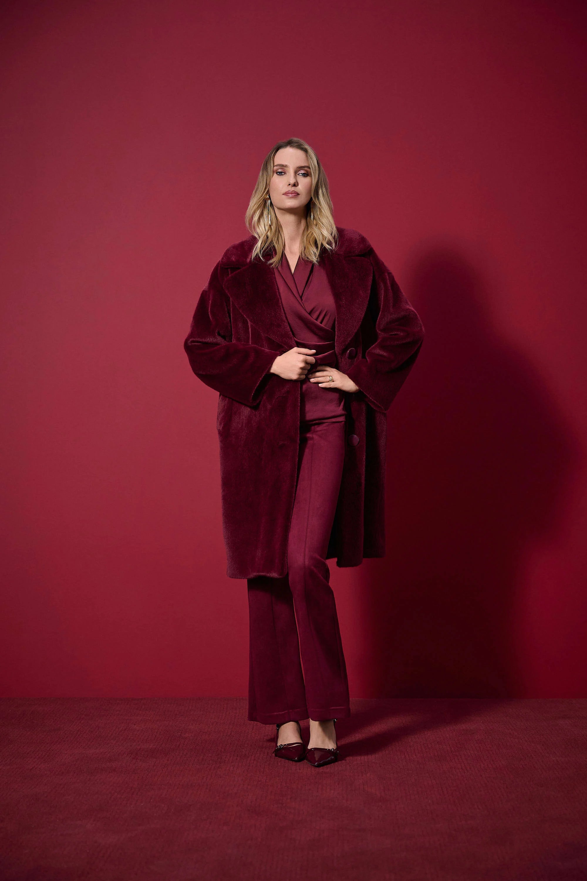 Faux Fur Straight Coat