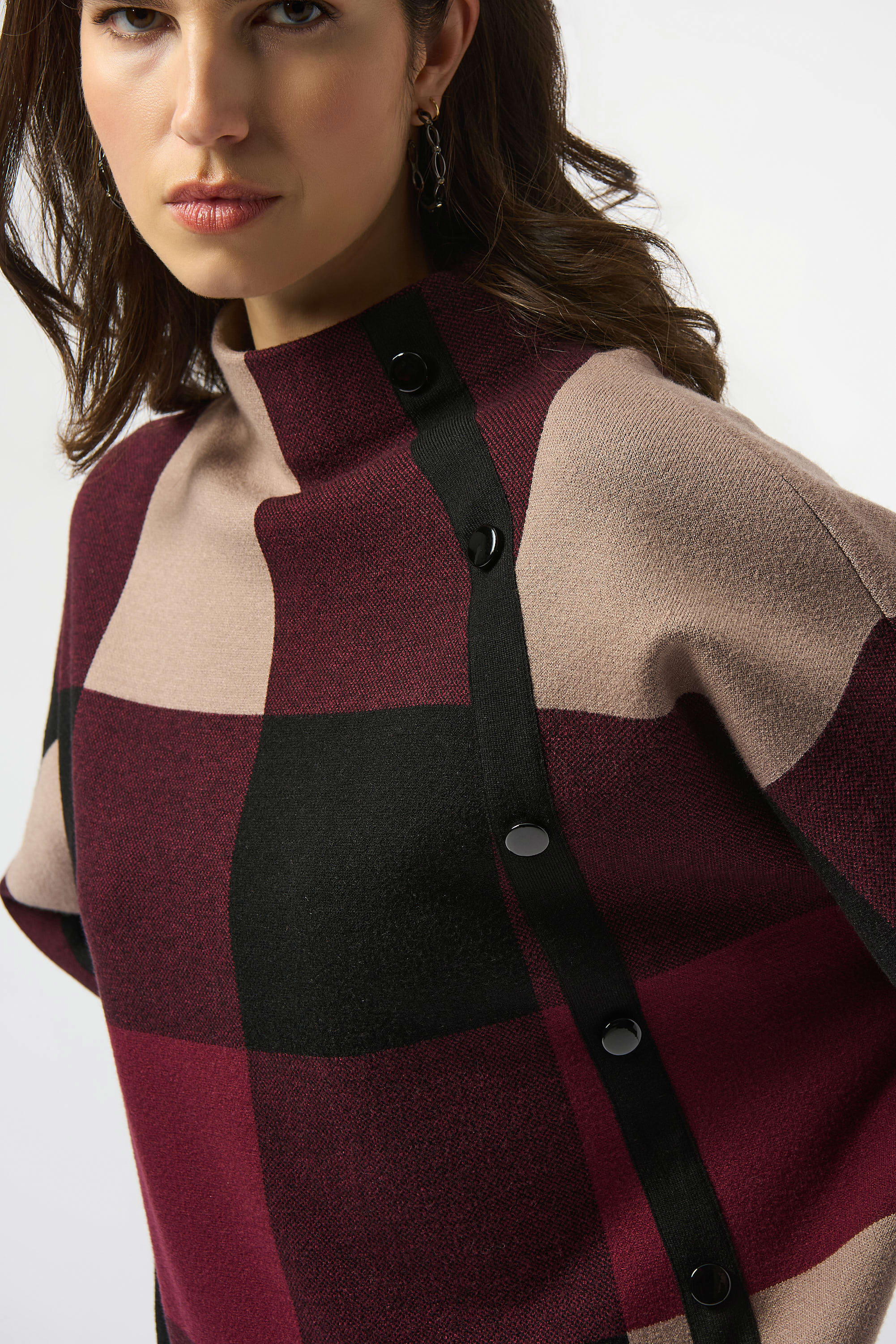 Plaid Jacquard Sweater Knit Top