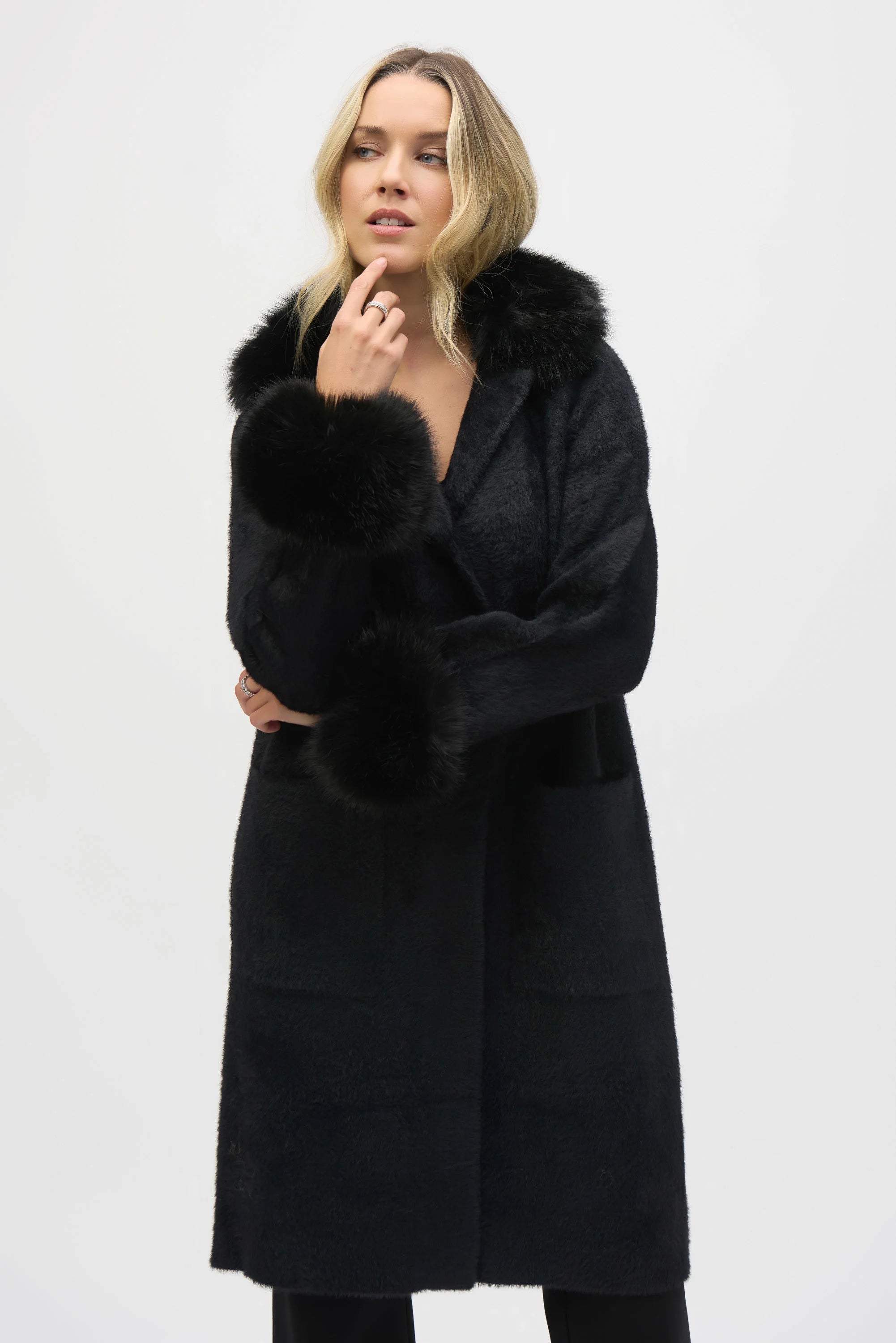 Feather Yarn And Faux Fur Coat