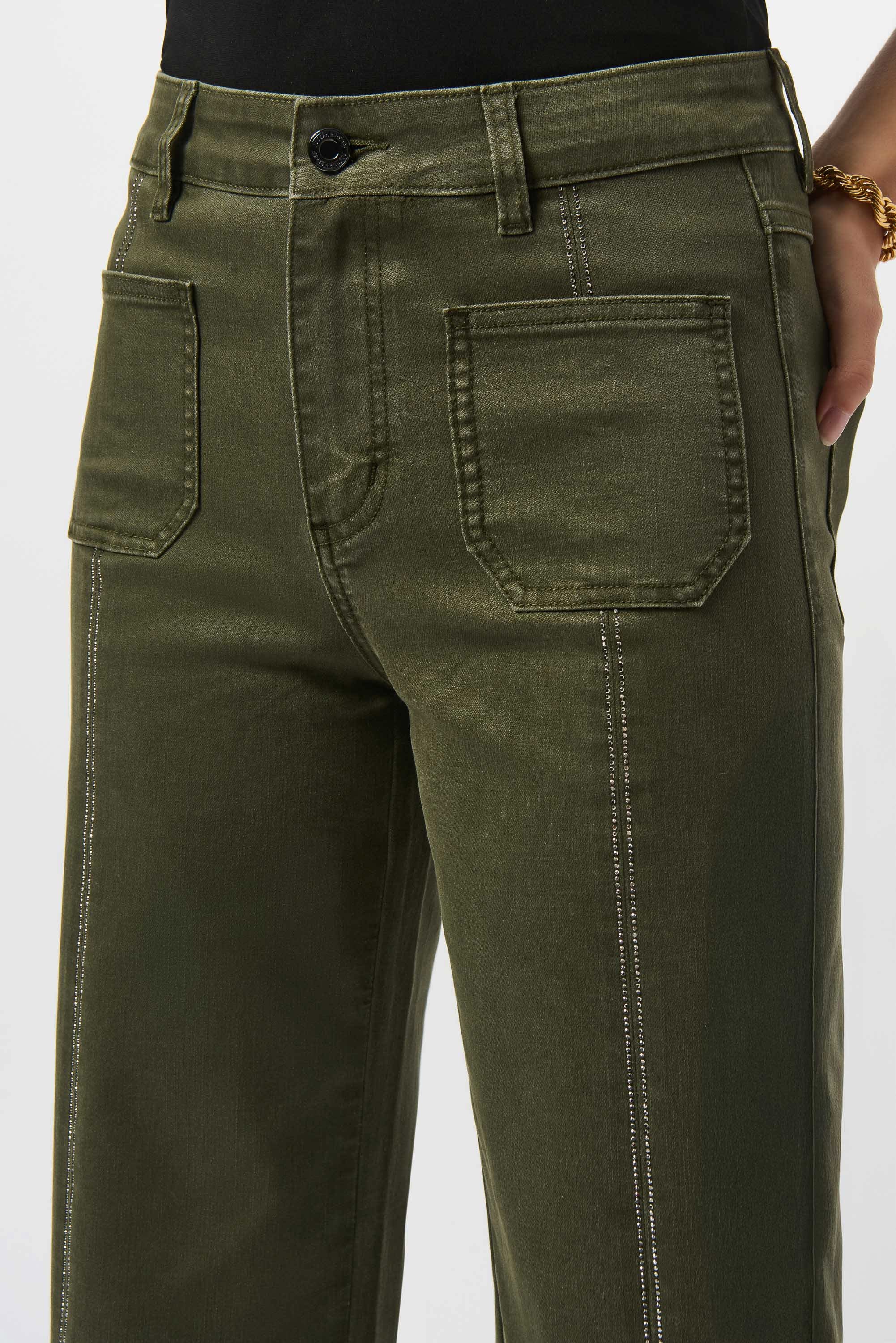 Culotte Jeans With Embellished Front Seam