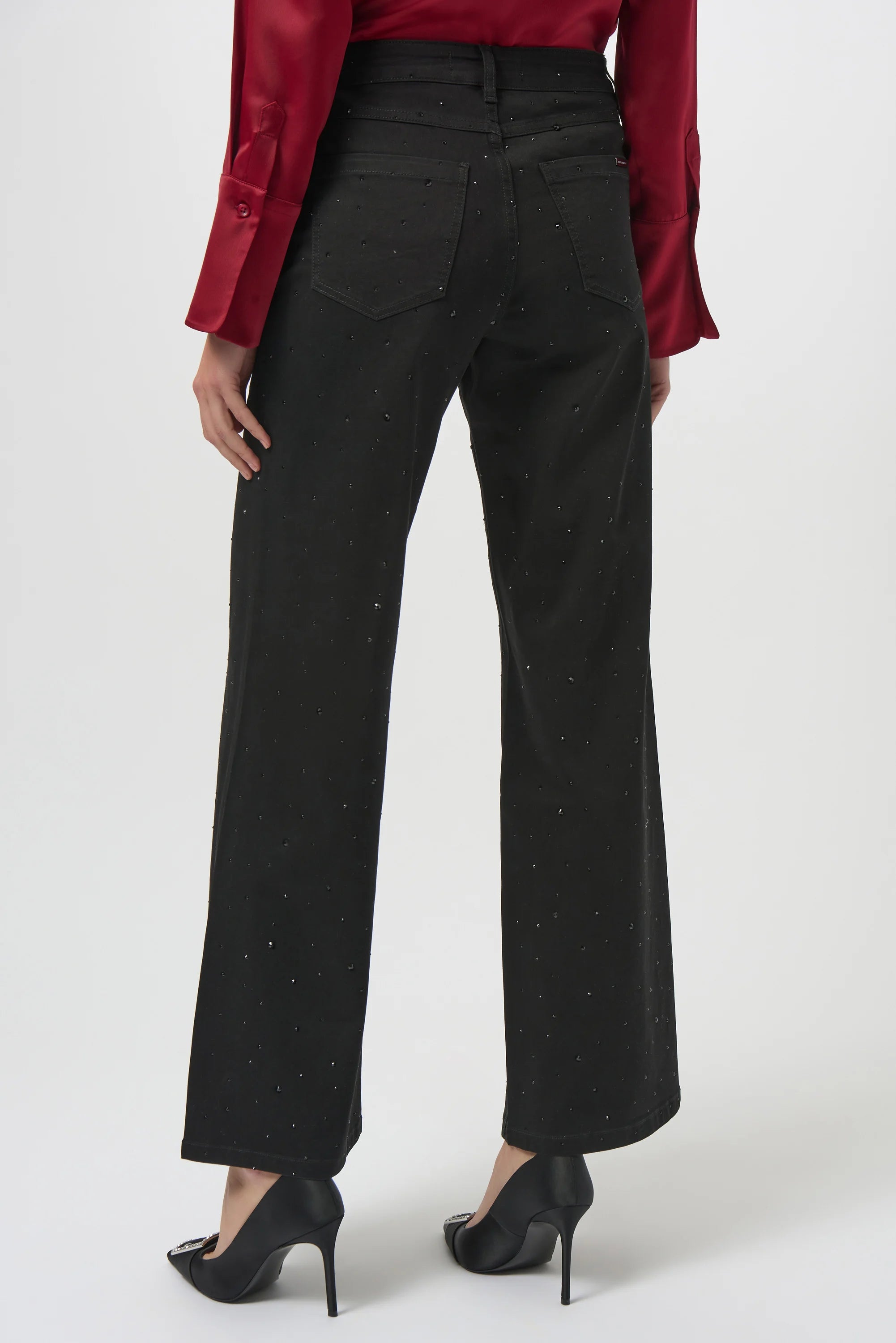 Classic Wide Leg Jeans with Rhinestones