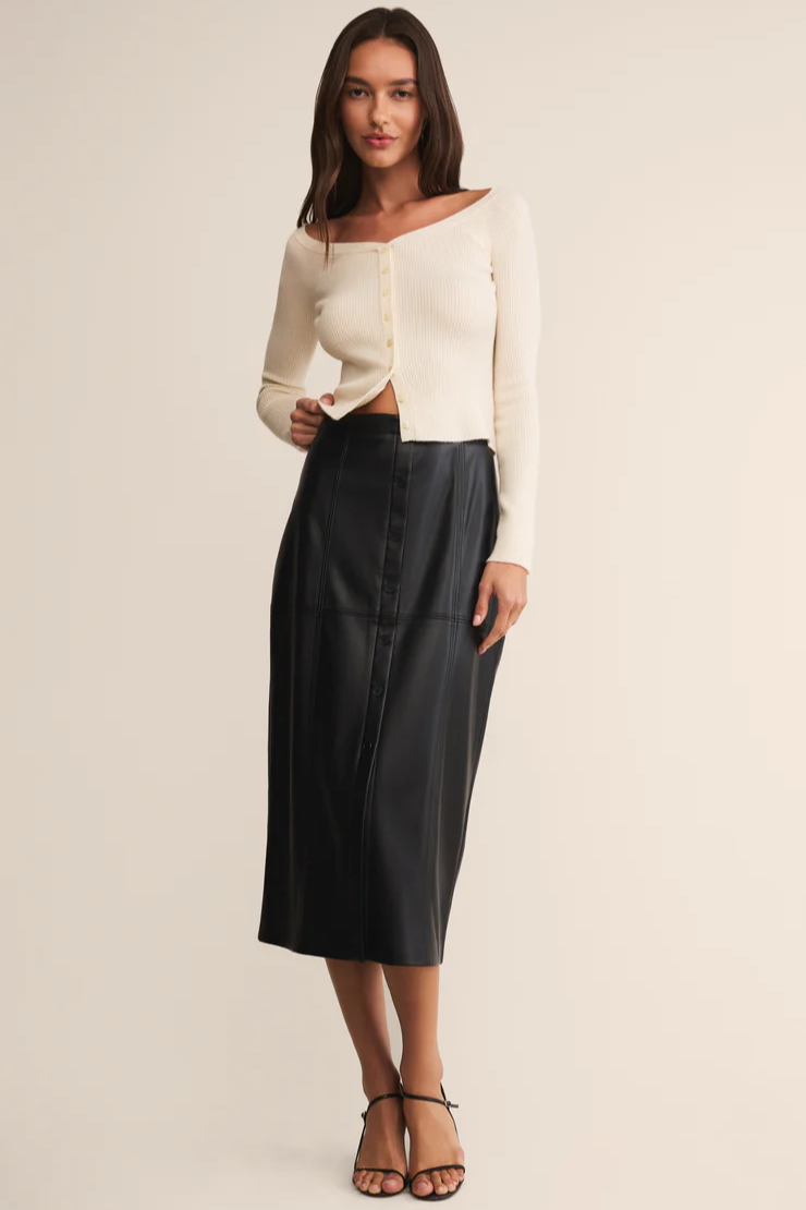 Reine Faux Leather Midi Skirt