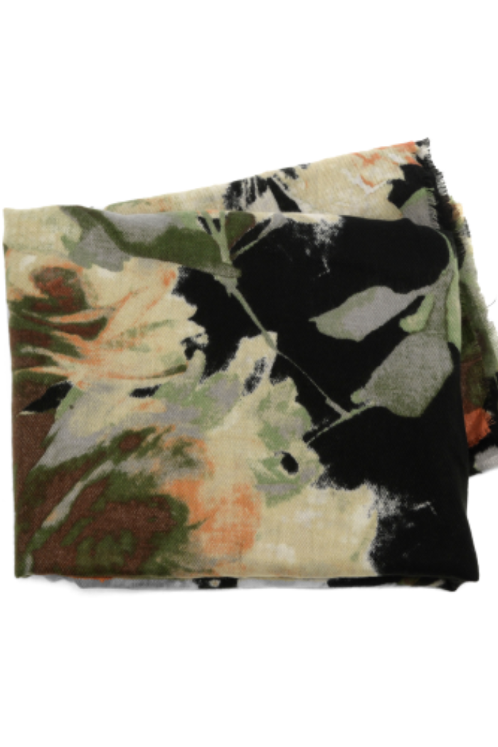 Black Golden Rose Floral Scarf