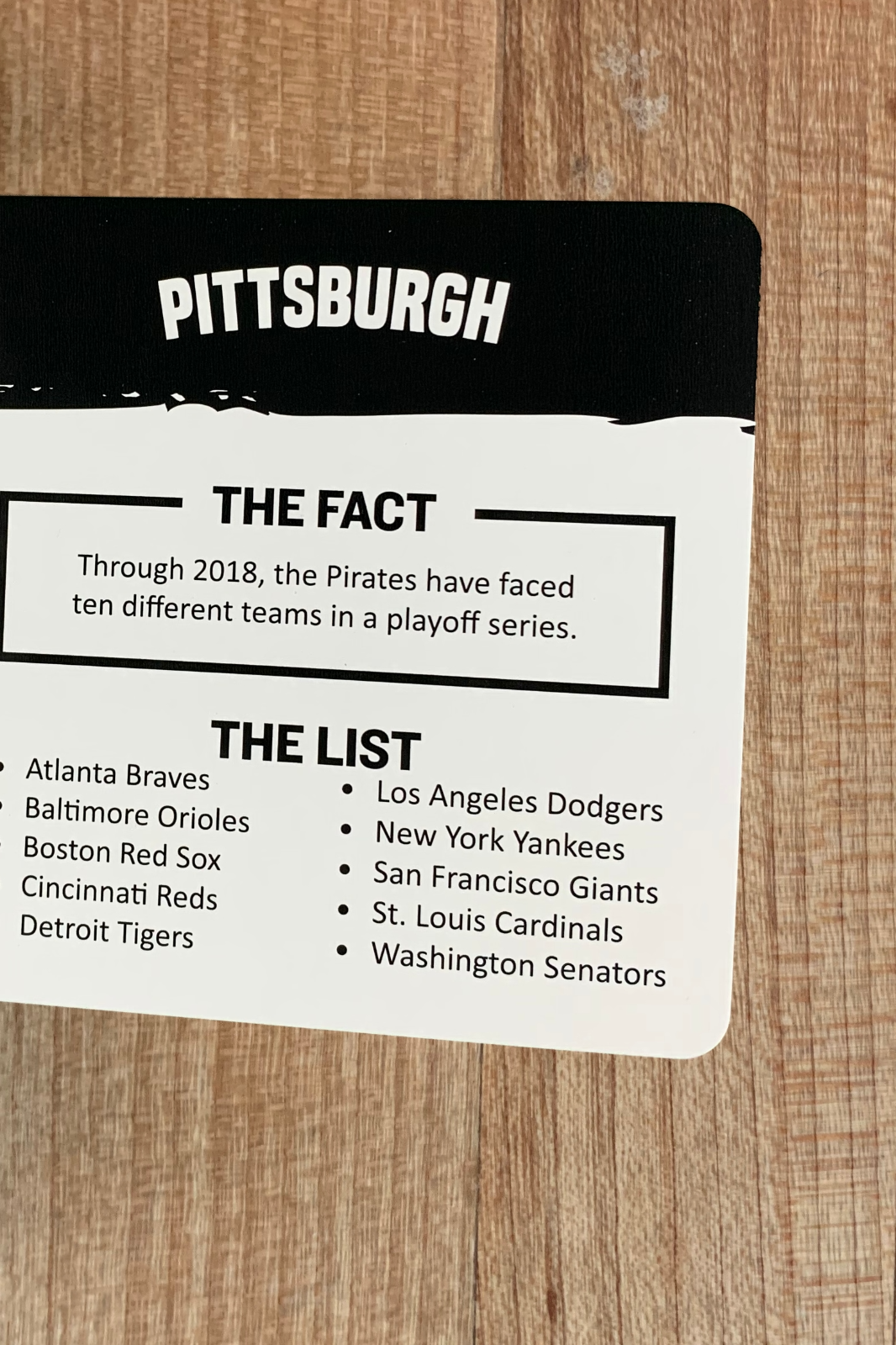 Pittsburgh Against the World Sports Trivia Game