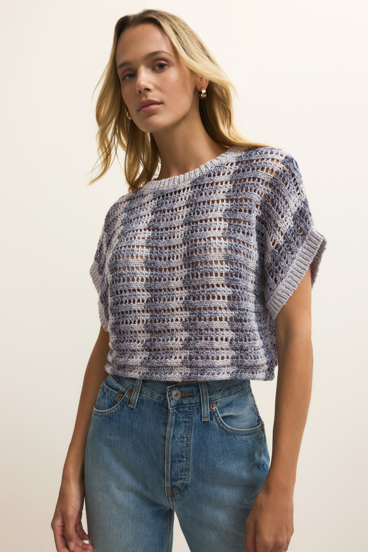 Ballast Crochet Stripe Sweater Top