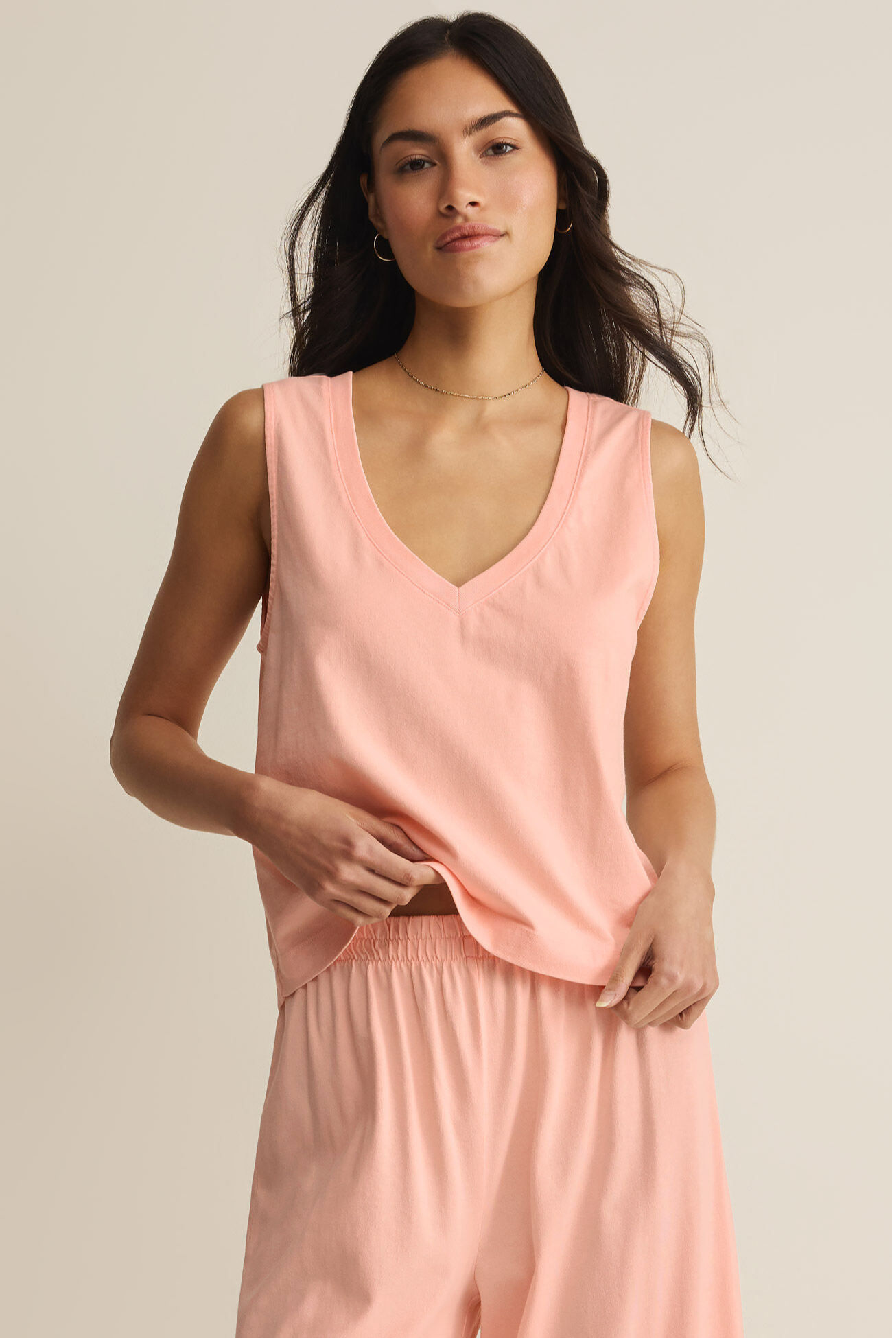 SLOANE V-NECK COTTON JERSEY TOP