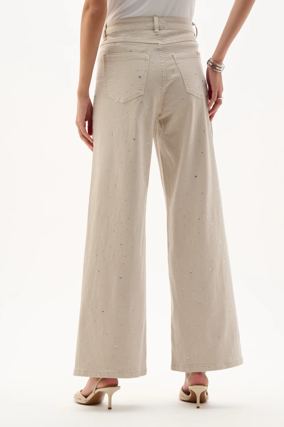 Featherweave™ Denim Wide Leg Jeans With Rhinestones