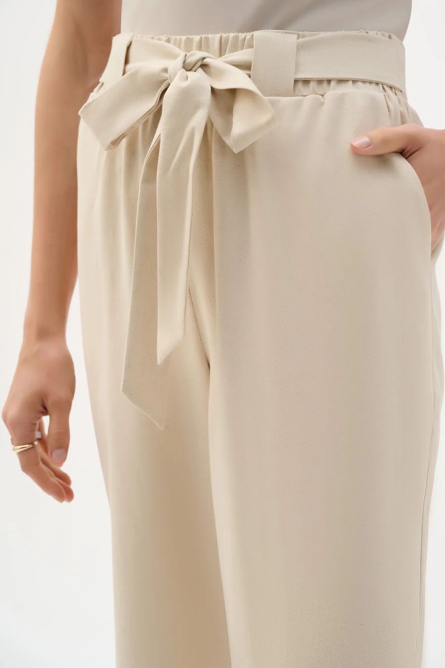 Linen Woven Pull-On Wide Leg Pants