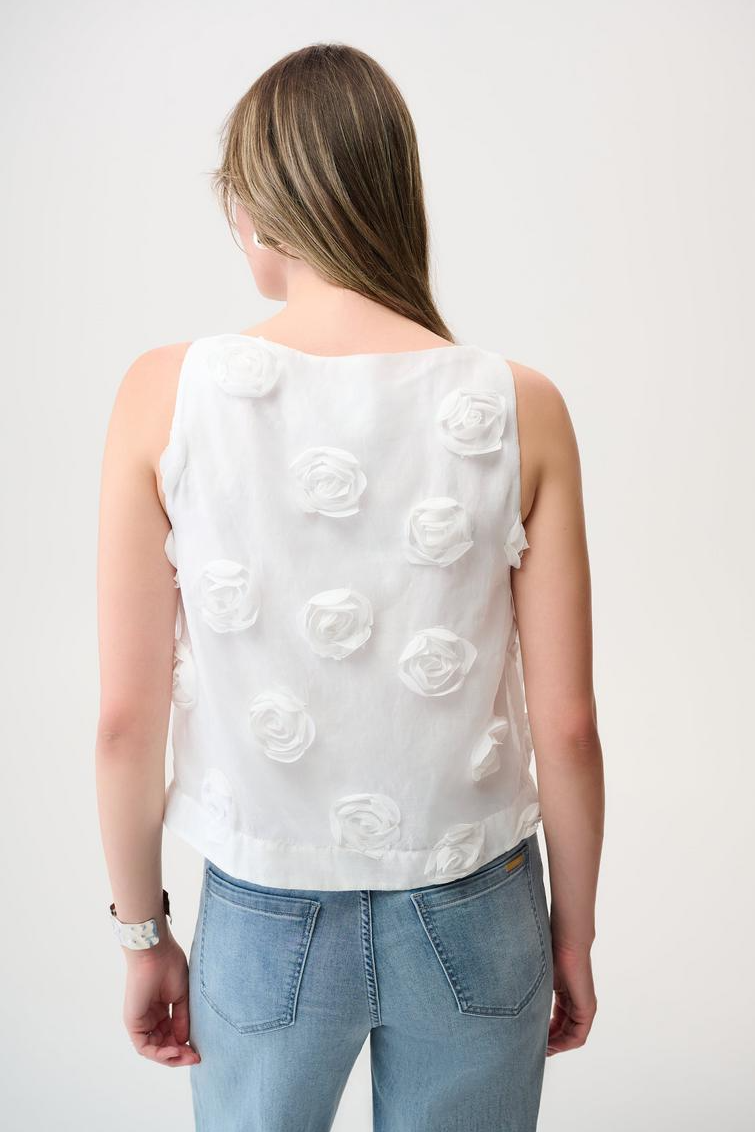 Novelty Sleeveless Top With 3D Floral Embroidery