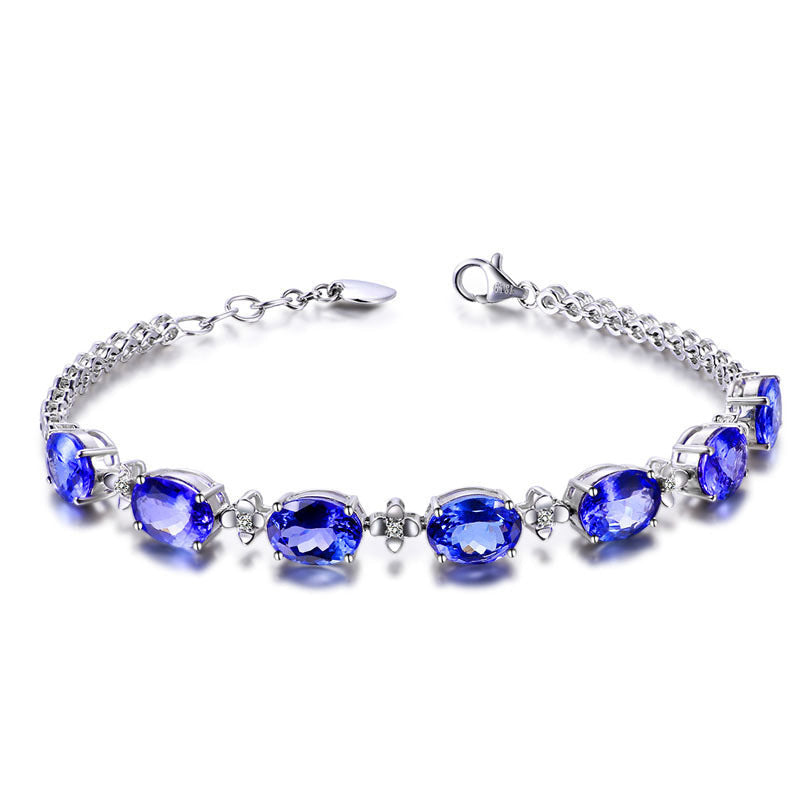Blue Tanzanite Crystal Diamond Colored Gems Earrings