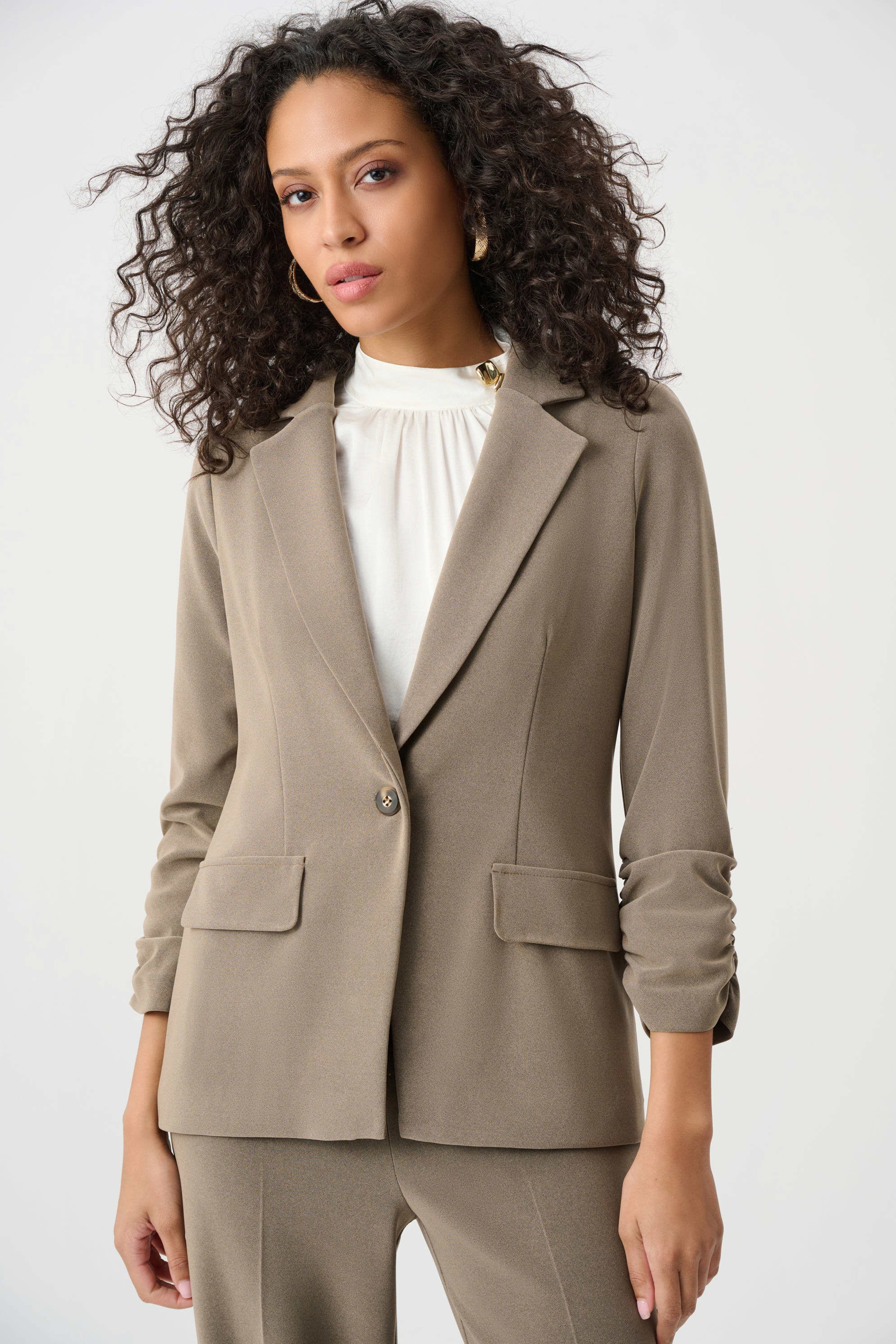 Melange Silky Knit Straight Blazer
