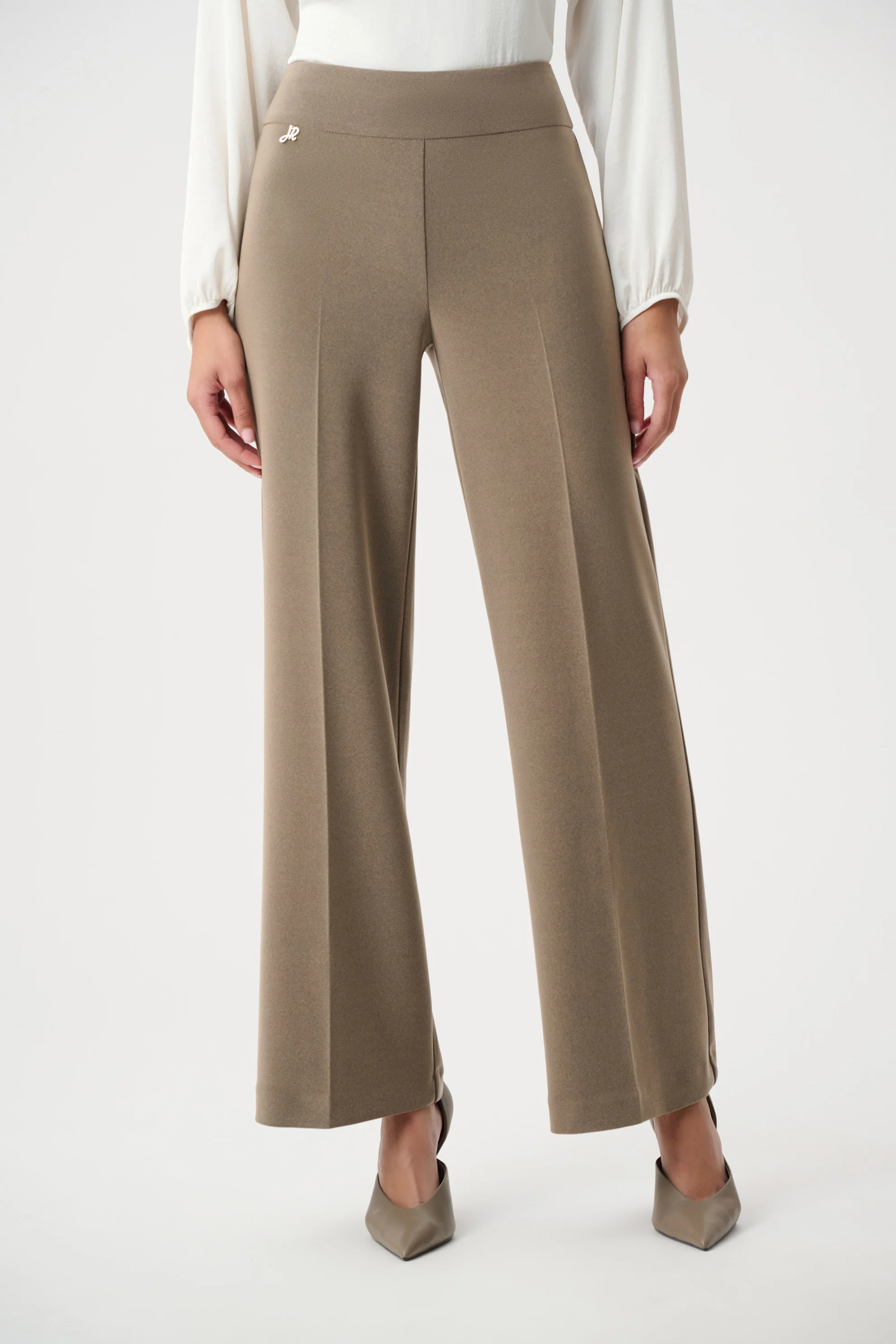 Silky Knit Wide-Leg Pull-On Pants