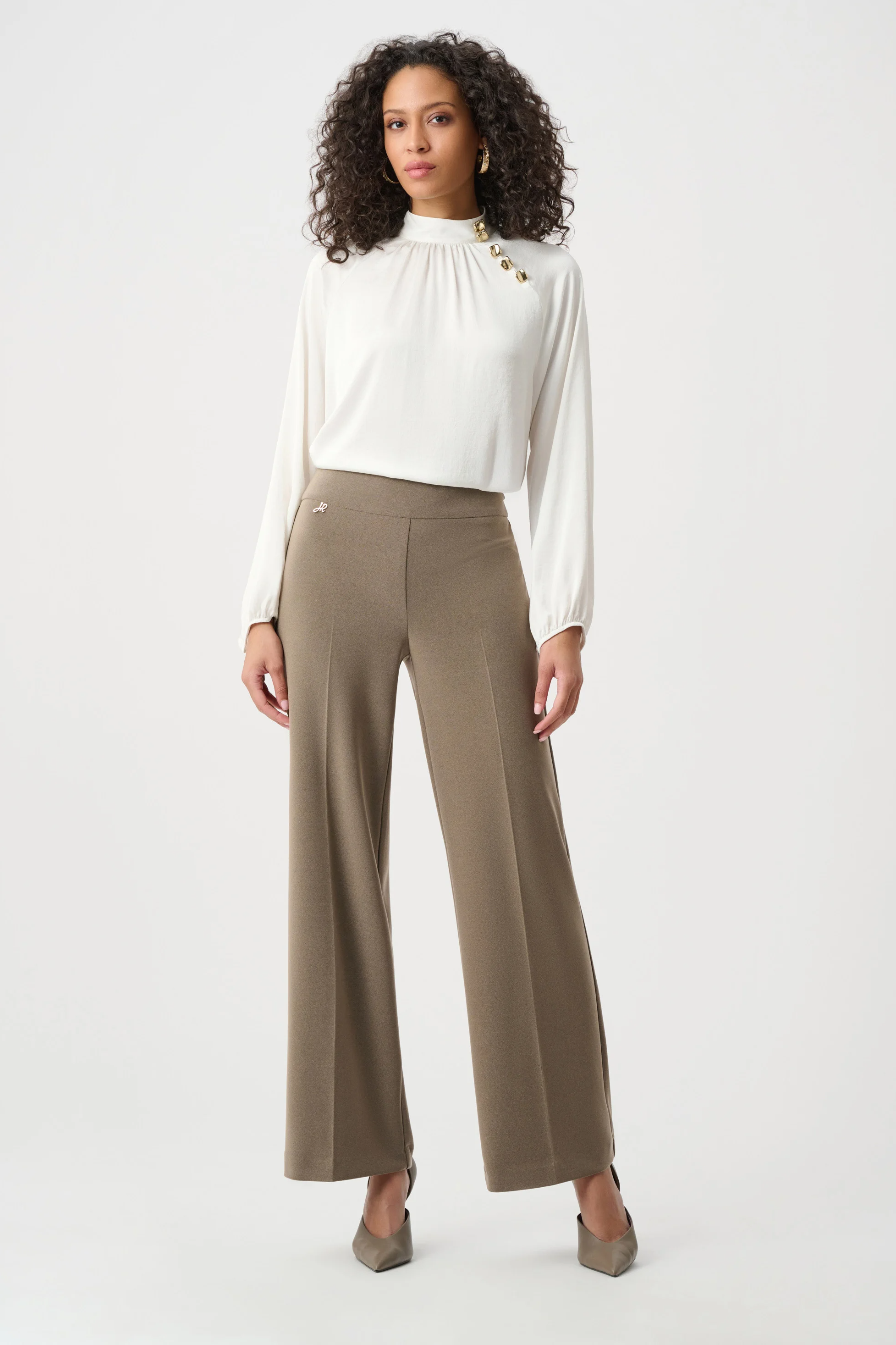 Silky Knit Wide-Leg Pull-On Pants