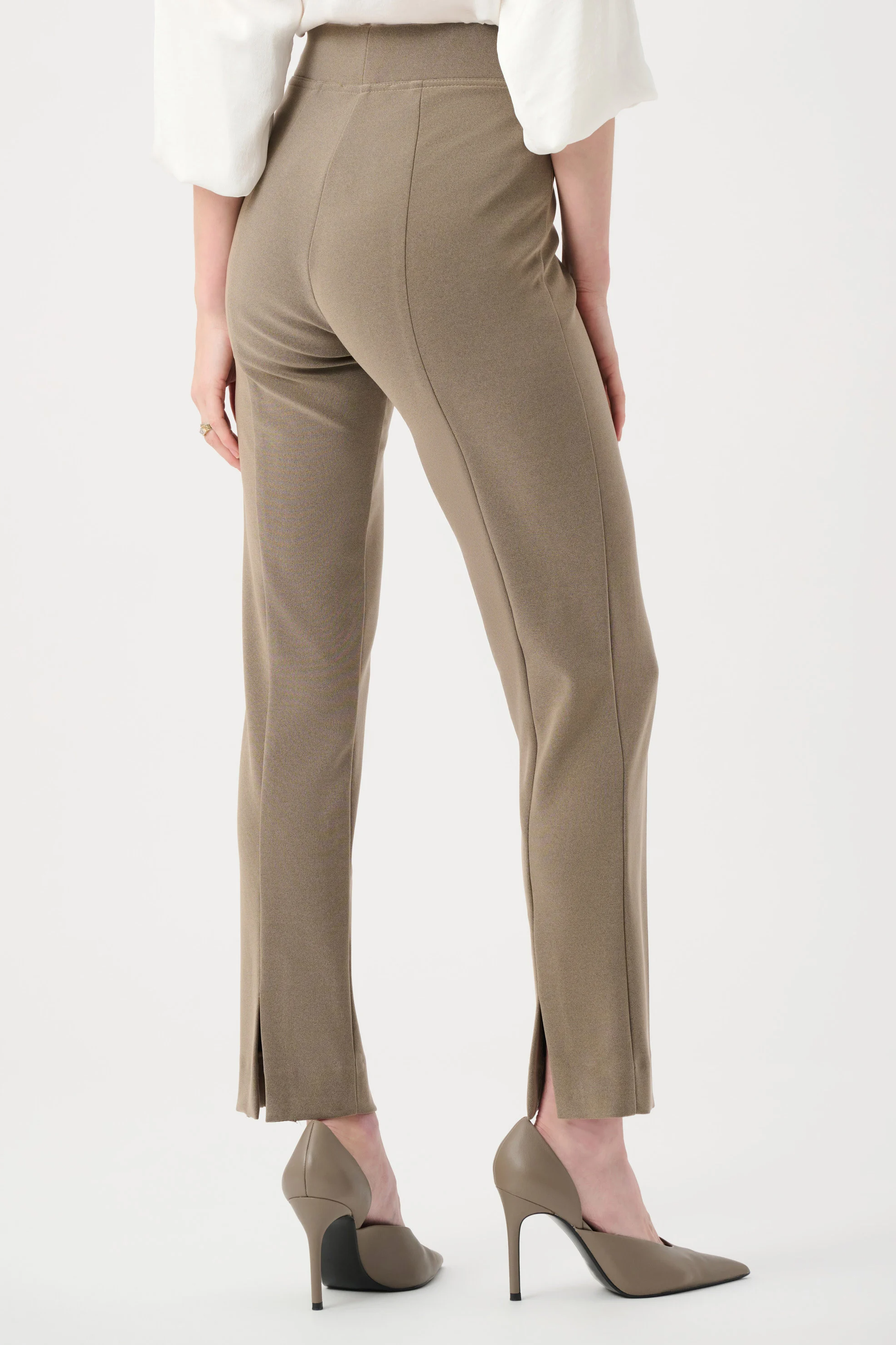 Melange Silky Knit Straight Leg Pull-On Pants