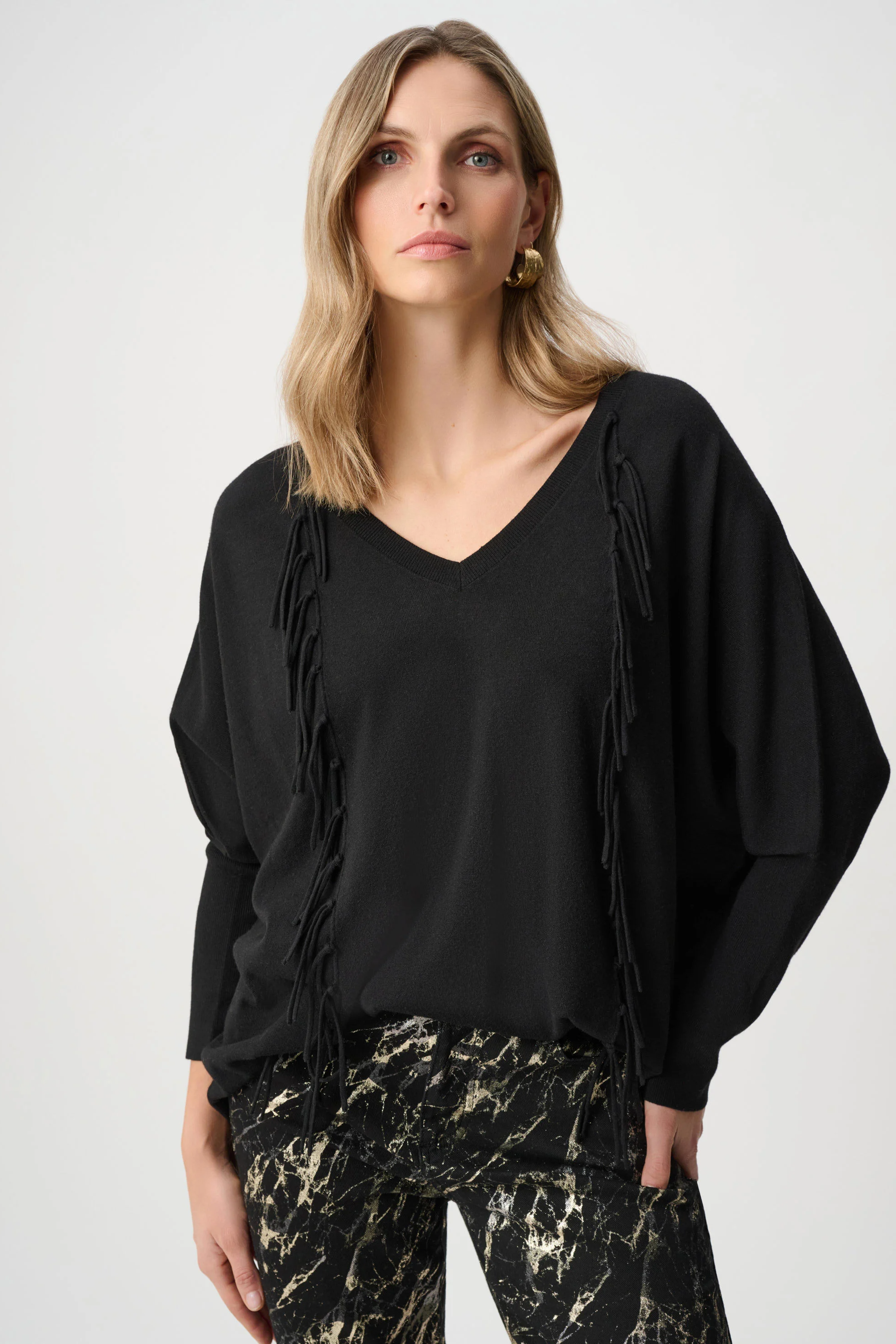 Viscose Knit Fringed Sweater