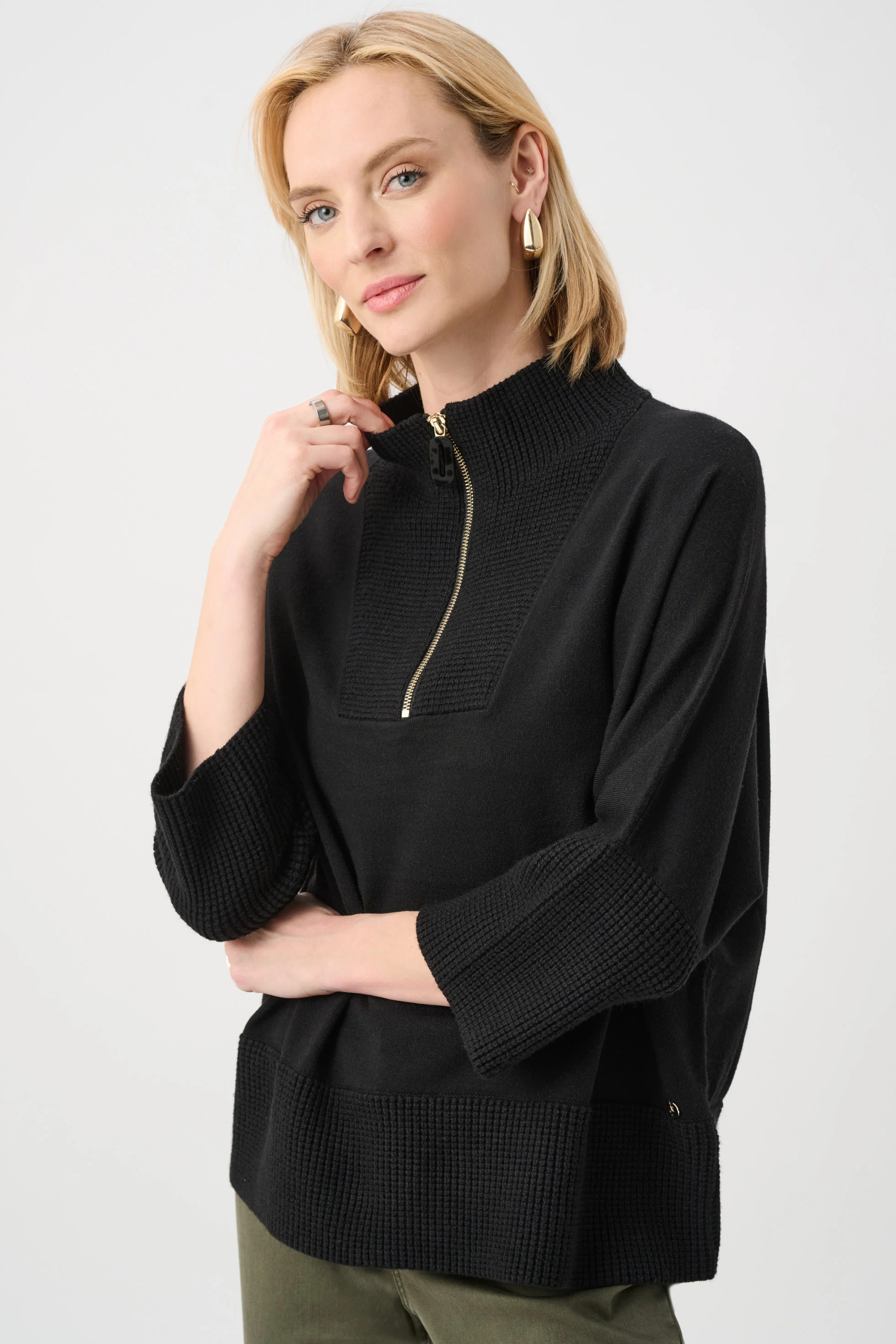 Brushed Viscose And Nylon Funnel-Neck Sweater