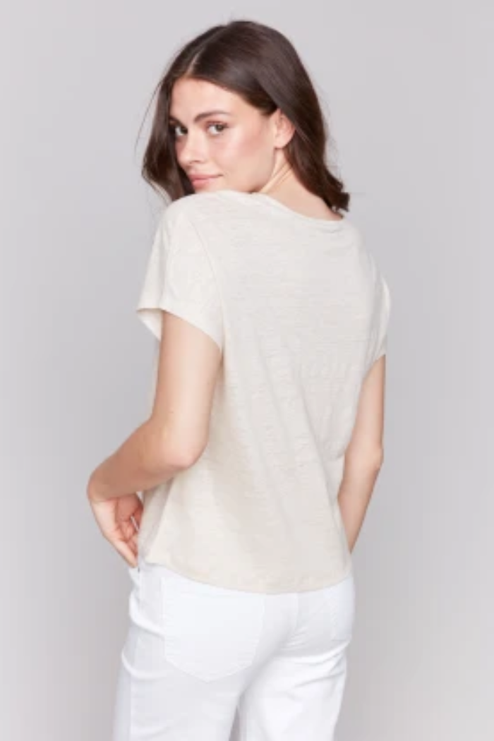 Split Neck Dolman Short Sleeve Top