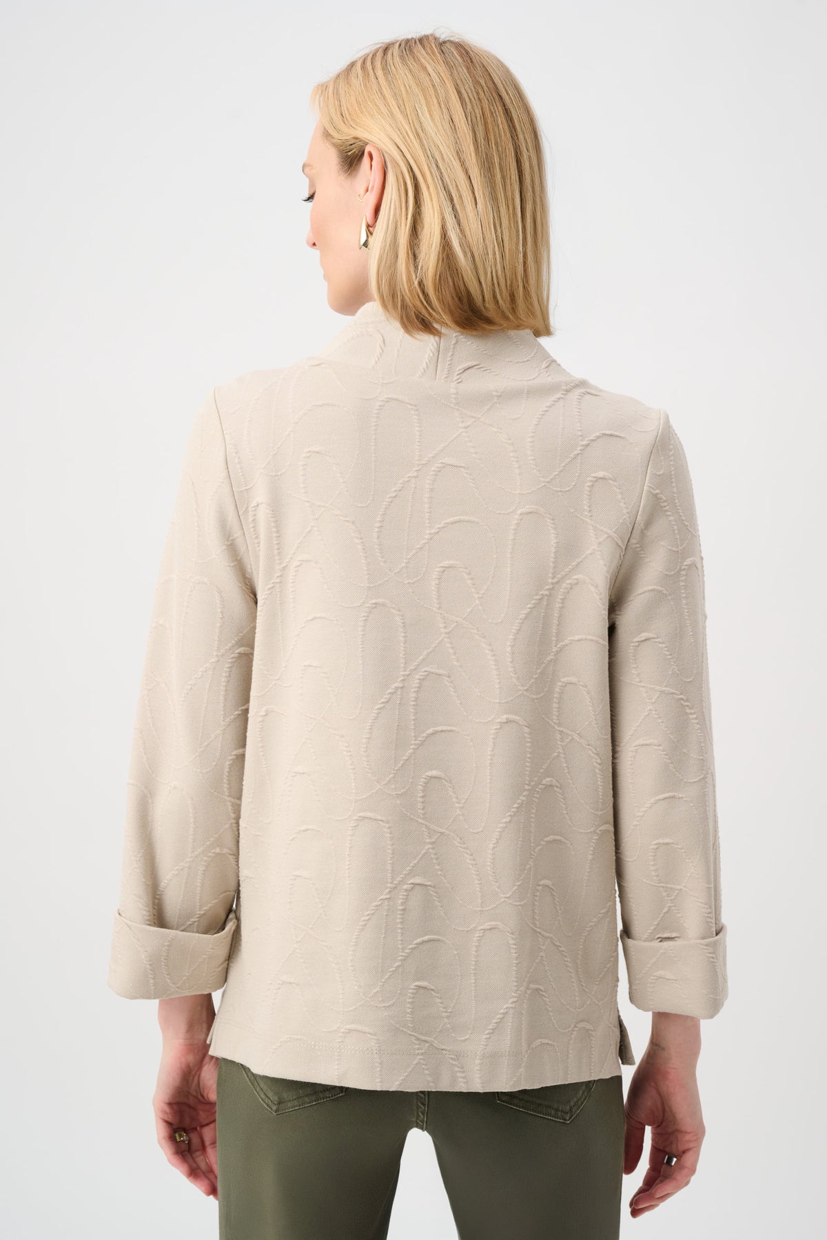 Jacquard Sweater Funnel Collar Trapeze Top
