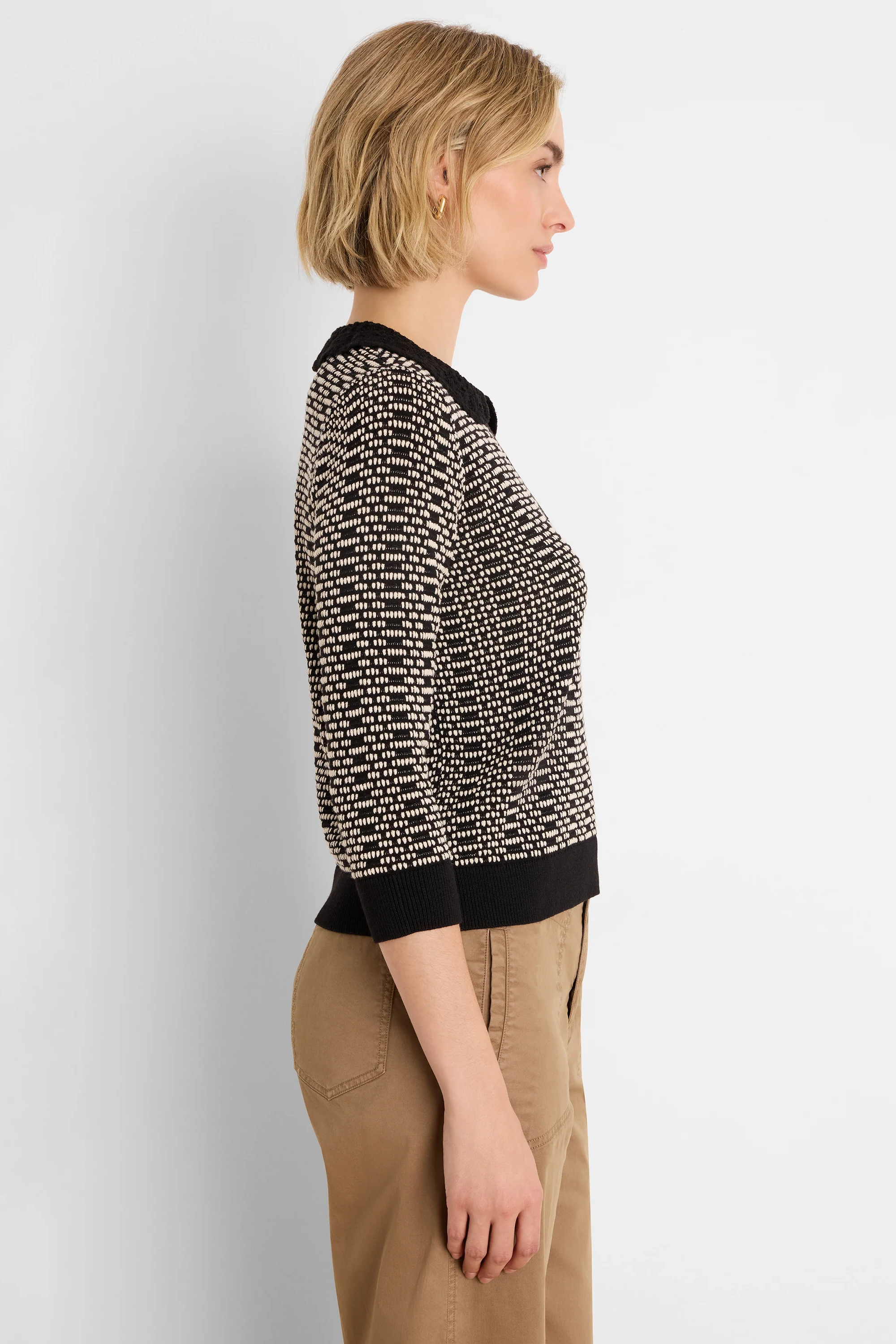 Lace Trim Geo Stitch Sweater