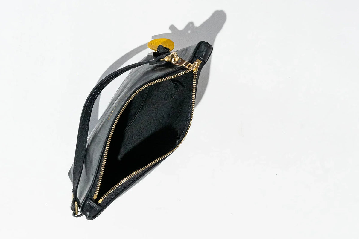 Naomi Zipper Clutch | Black Leather