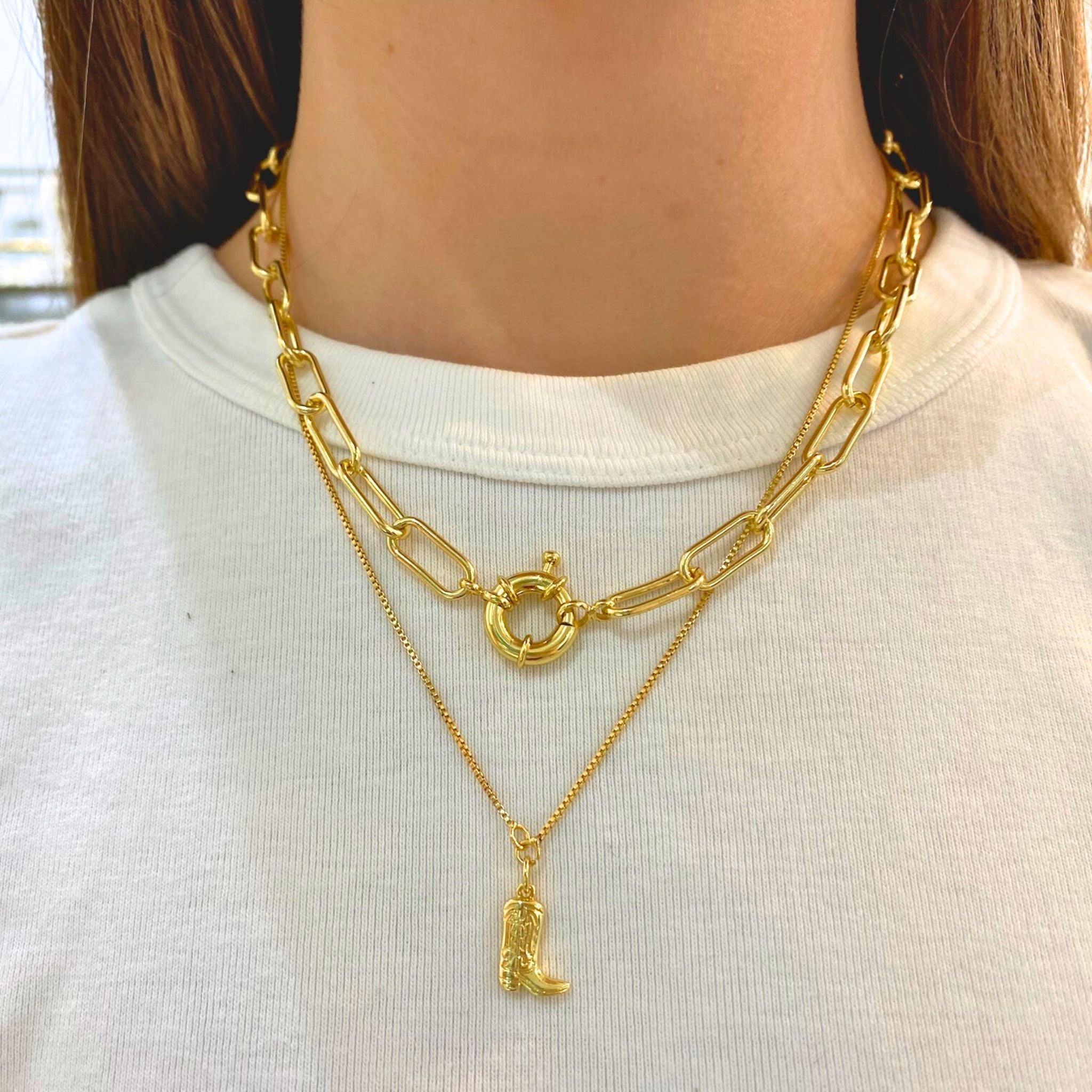 18K Gold-Filled Paper Clip Chain Necklace by Christina Greene at Shirley Shoppe
