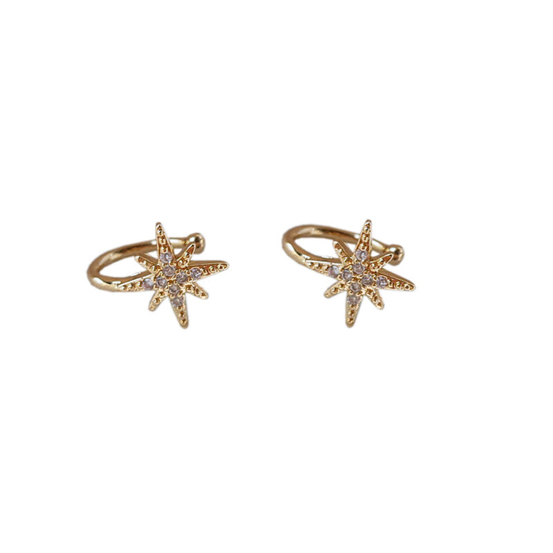 Micro Inlaid Zircon Gold Plated Korean Style Personality Ear Clip