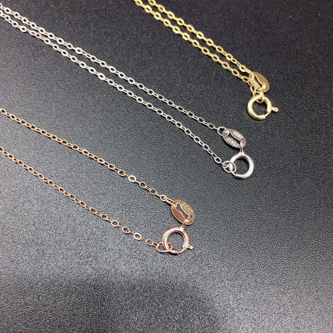 Sterling Sier Calendered O-shaped Chain Rose Gold Plated Platinum Necklaces