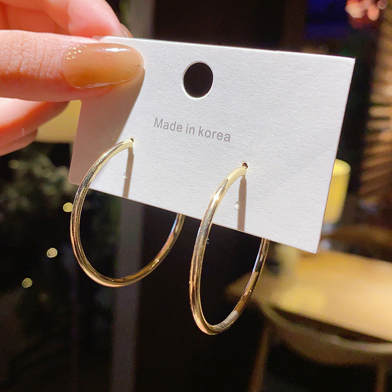Sier Needle High-key Dignified Large Circle Rings