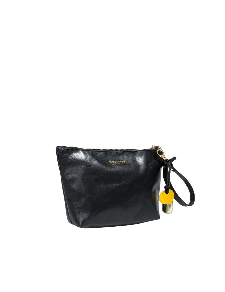 Naomi Zipper Clutch | Black Leather