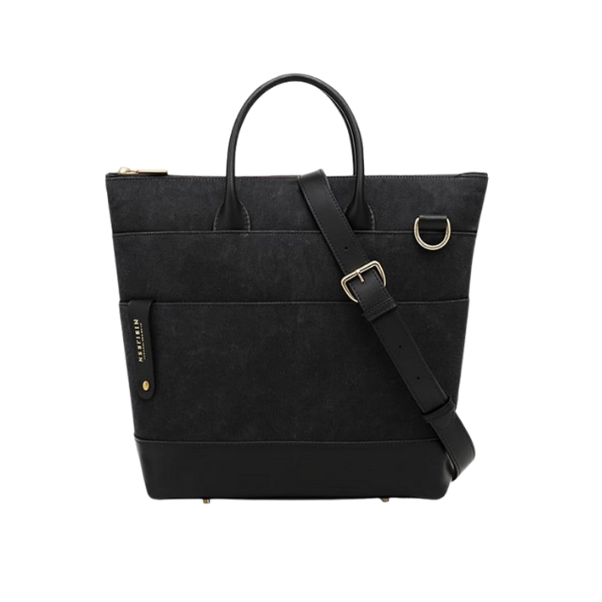 Otto Tote | Black Washed Canvas + Black Leather