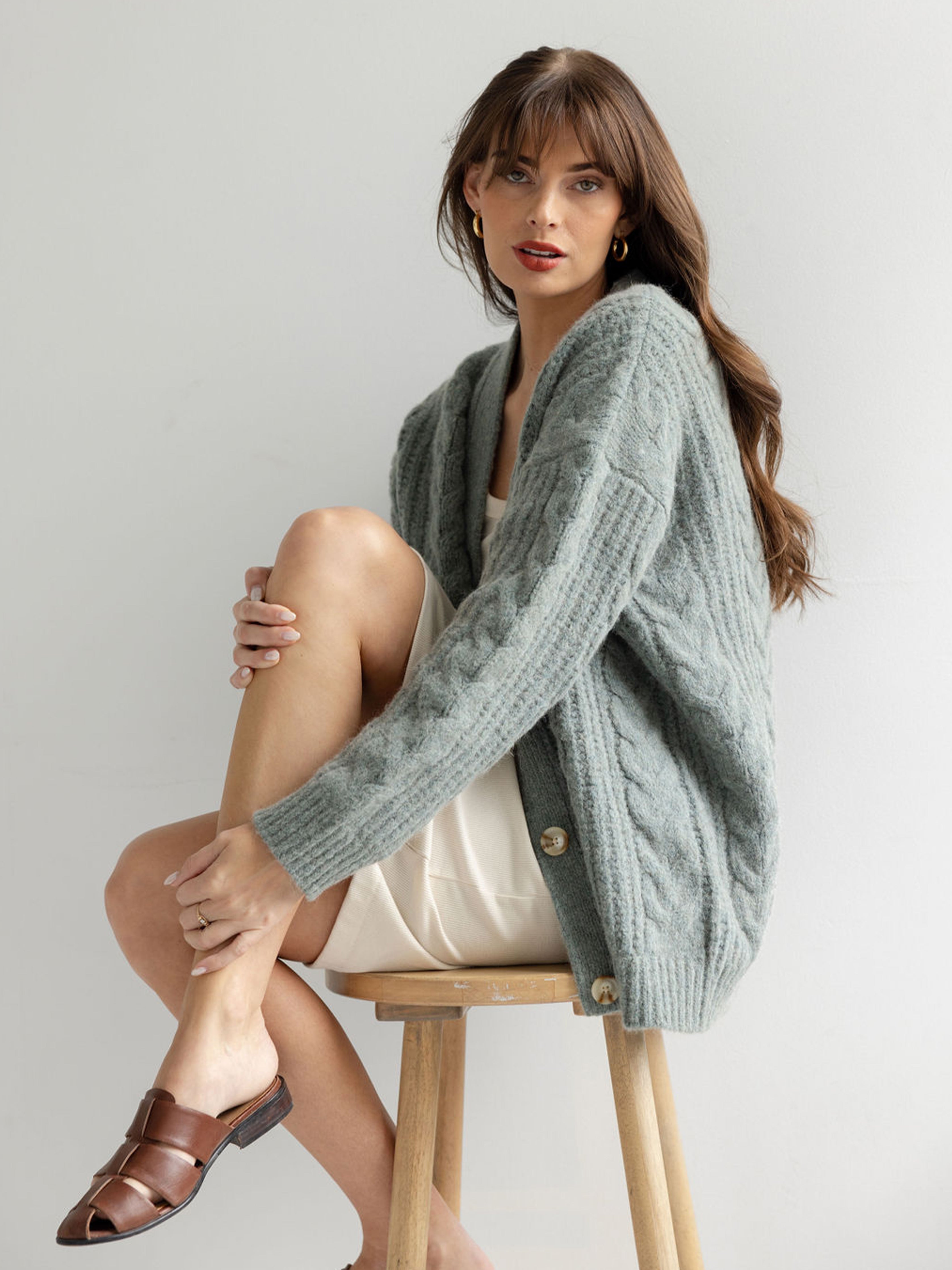 Oversized Cable Knit Cardigan - ONLINE EXCLUSIVE