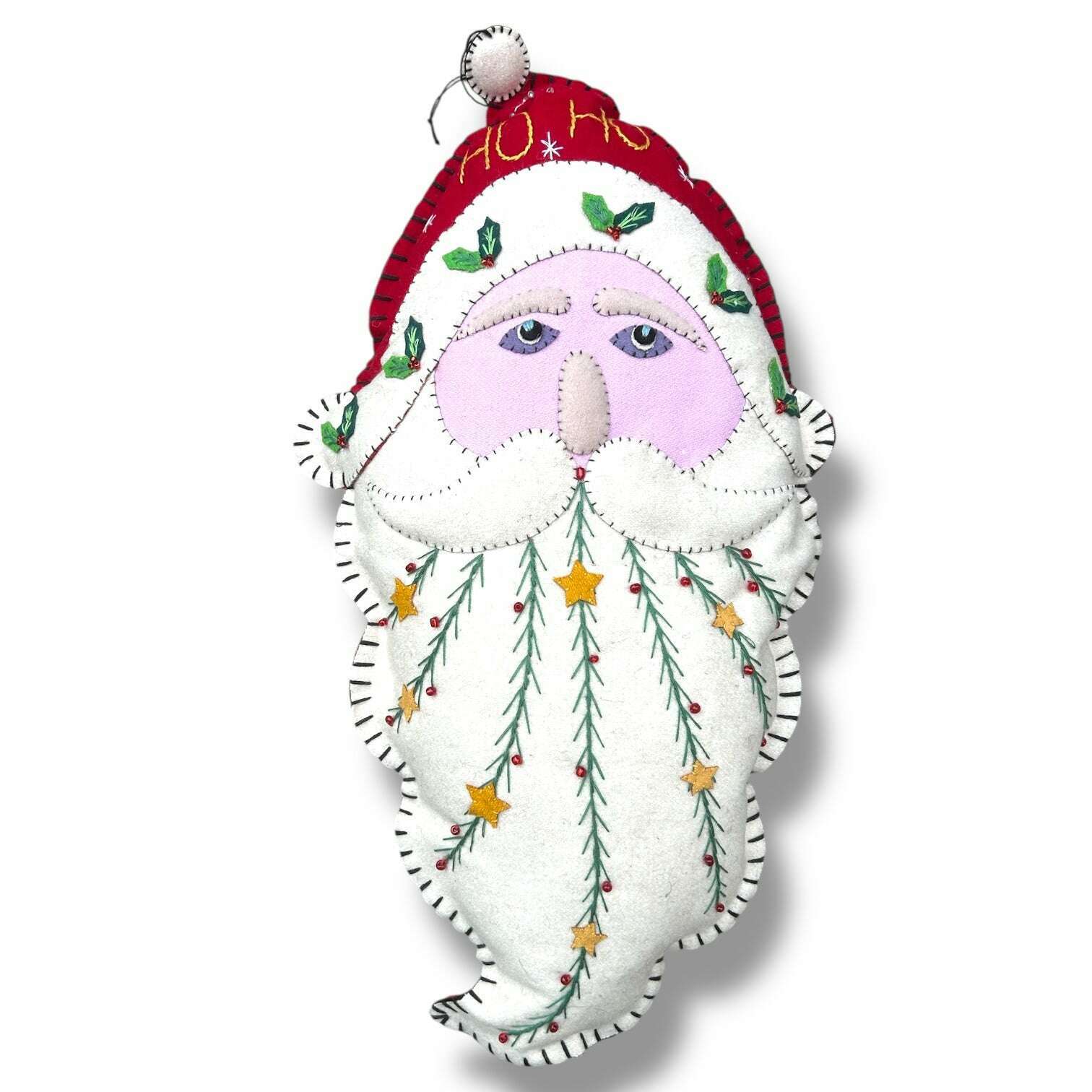 20" Handmade Felt Santa Pillow w/Red Cap