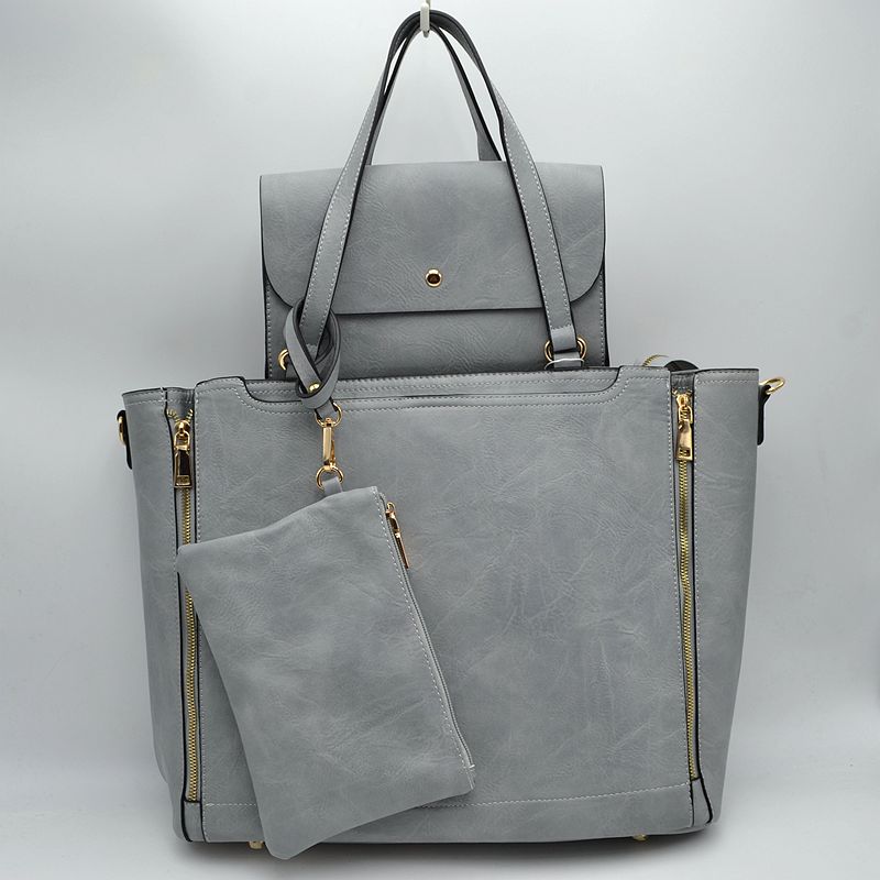 3 in 1 Side Zipper Women's Tote Handbag set