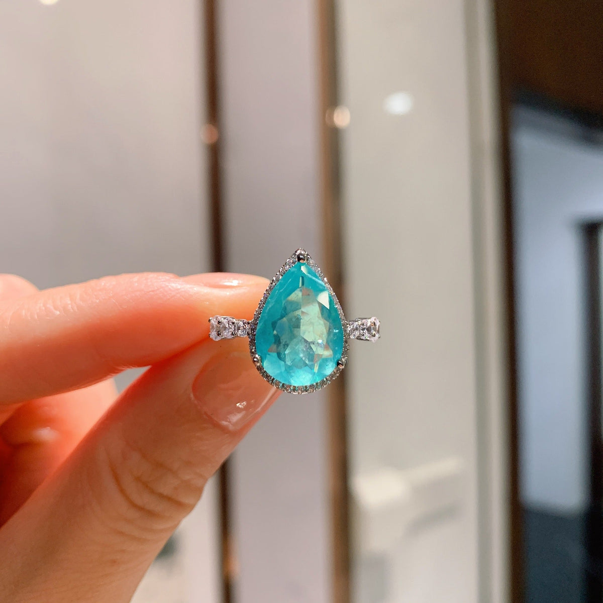 Classy Sheng Colored Gems Simulation Paraiba Jewelry Set