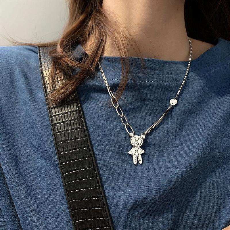 Women's Style Imitation Pearl Retro Buckle Asymmetric Multilayer Collarbone Elegance Creativity Necklace