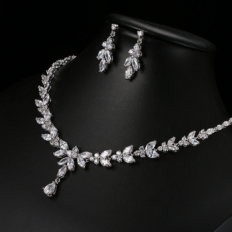 Women's Fashion Zircon Suit Bridal Wedding Dress Jewelry Set
