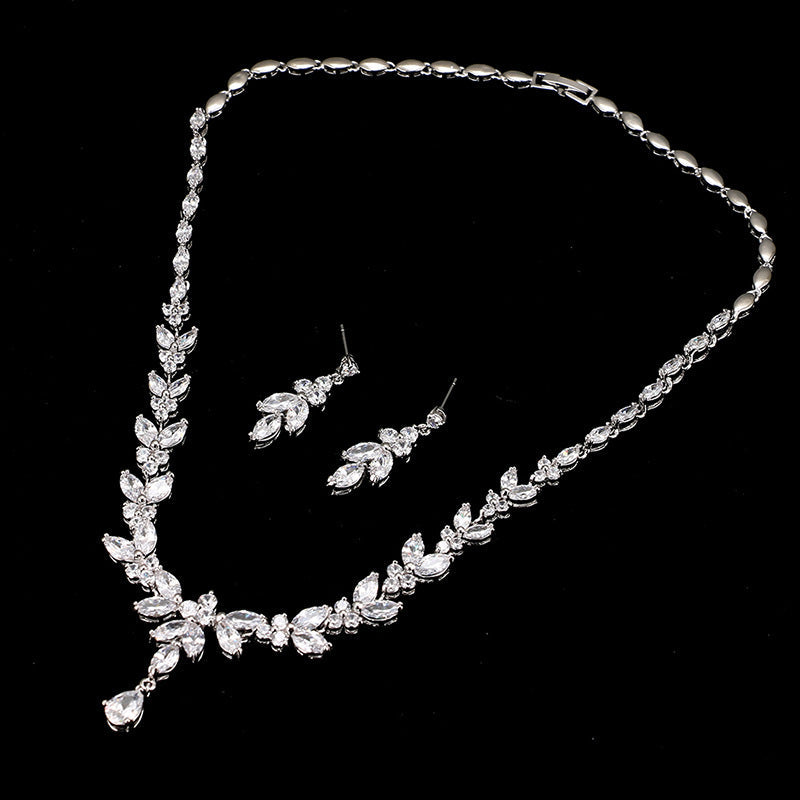 Women's Fashion Zircon Suit Bridal Wedding Dress Jewelry Set