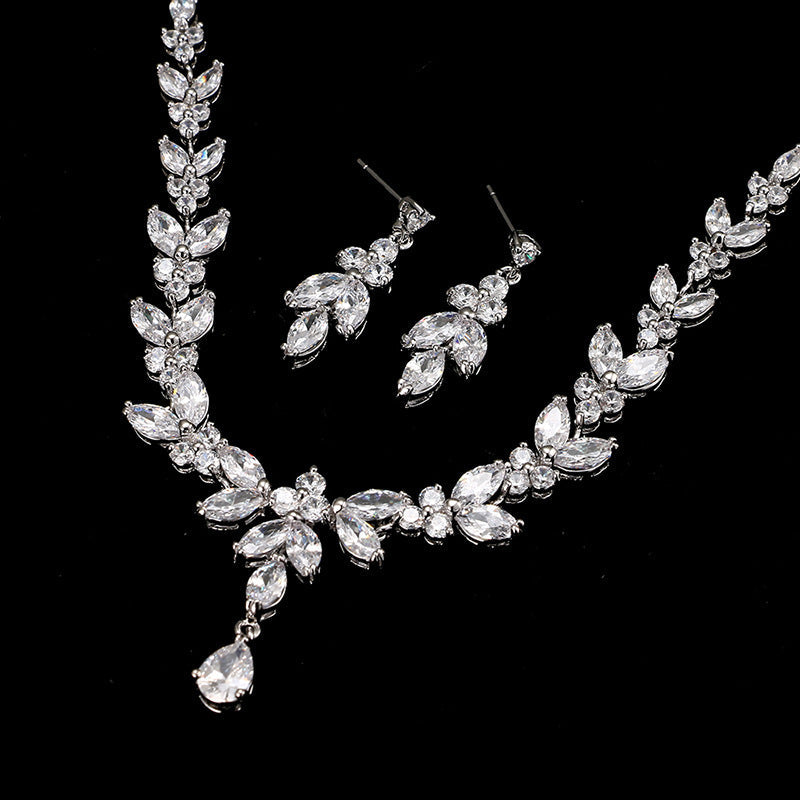Women's Fashion Zircon Suit Bridal Wedding Dress Jewelry Set