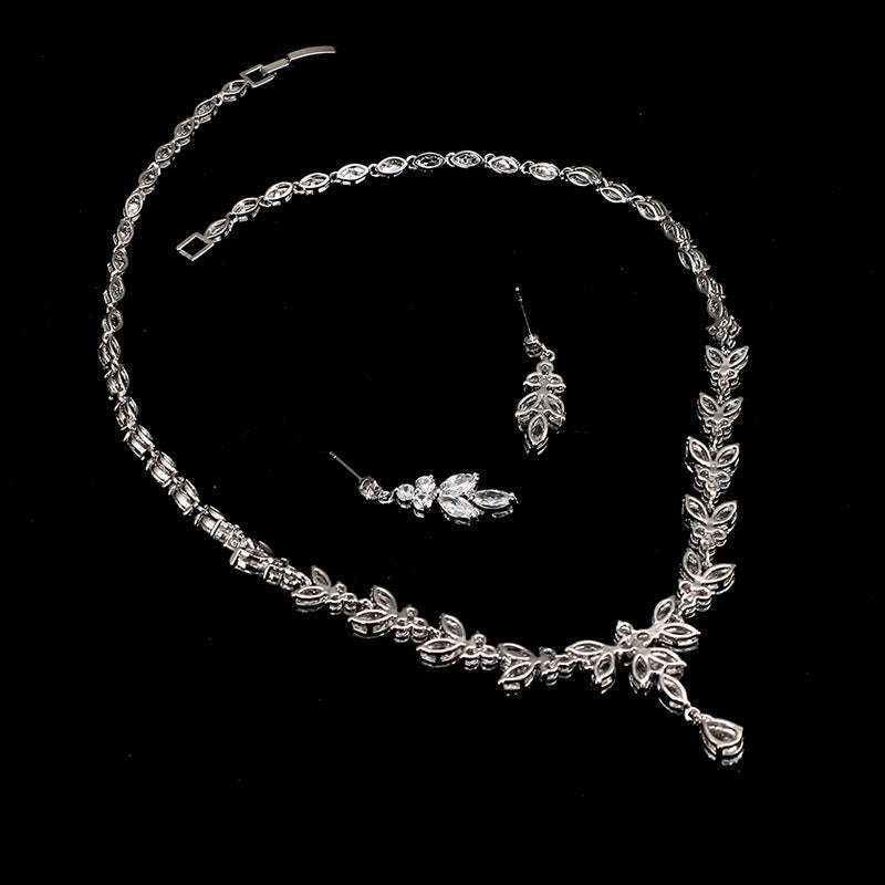 Women's Fashion Zircon Suit Bridal Wedding Dress Jewelry Set