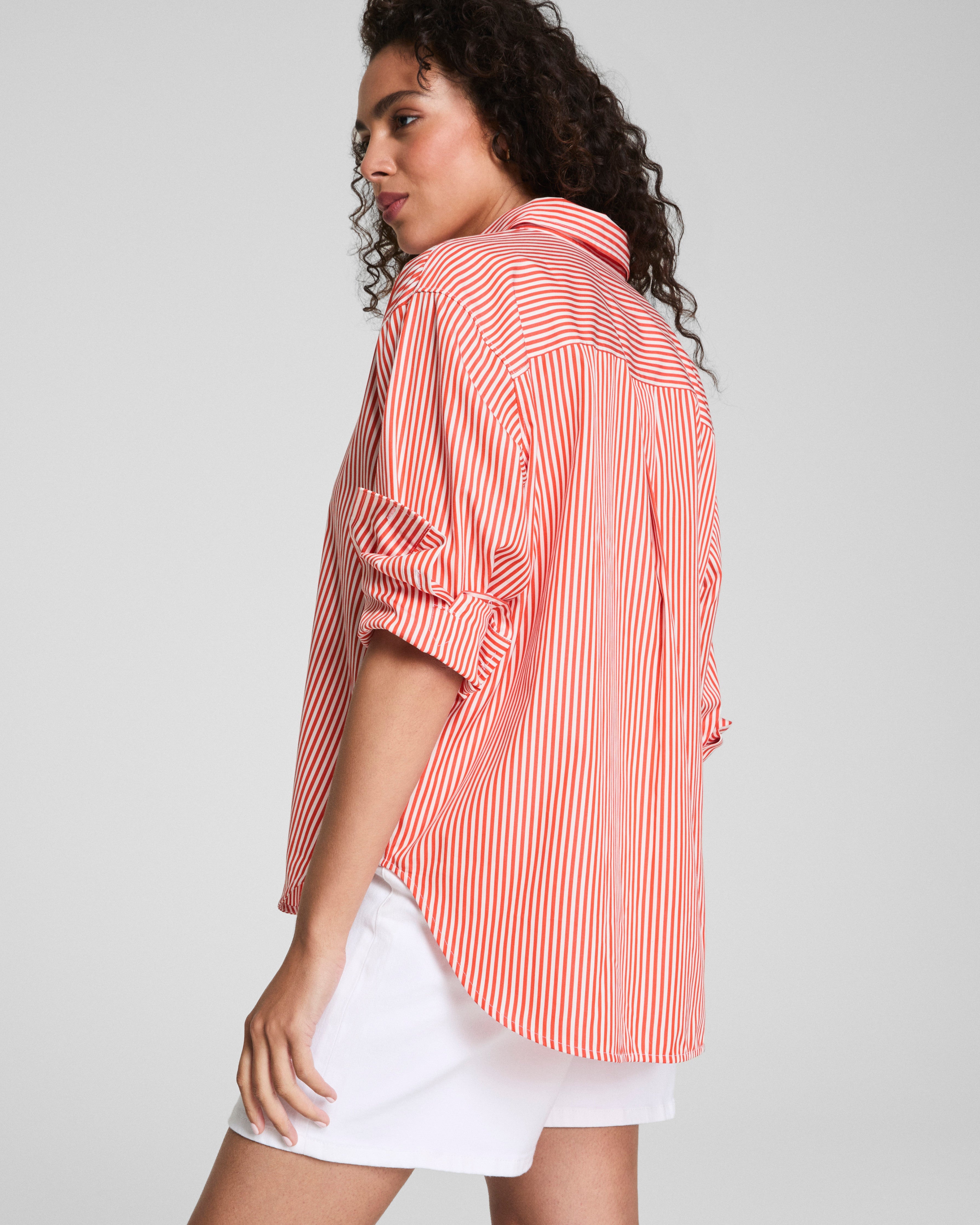 SPANX® Poplin Oversized Button-Up Shirt | Porcelain/Poppy