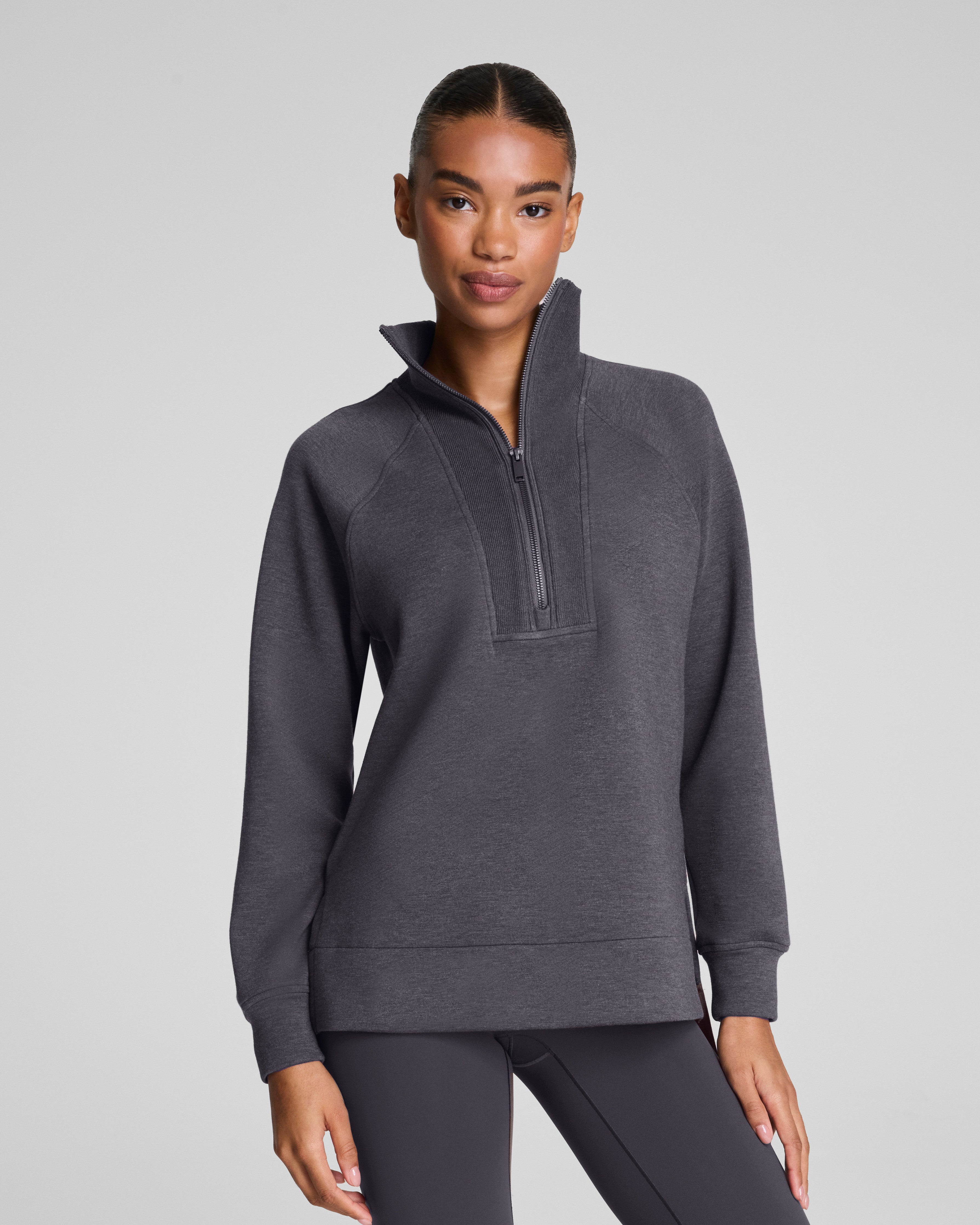 SPANX AirEssentials® Brushed Half Zip Tunic | Heather Storm
