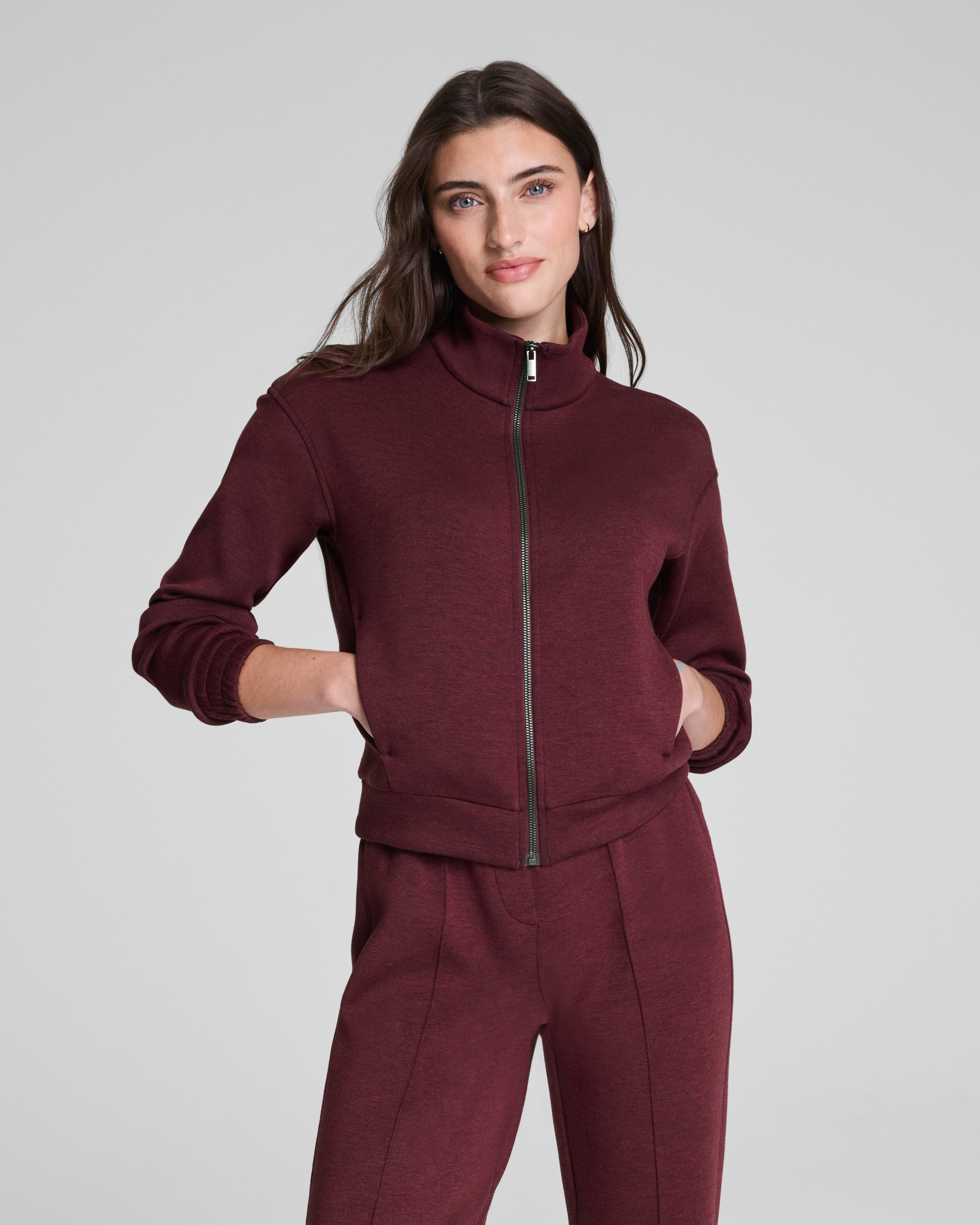 SPANX AirEssentials® Brushed Full Zip Jacket | Cassis Heather