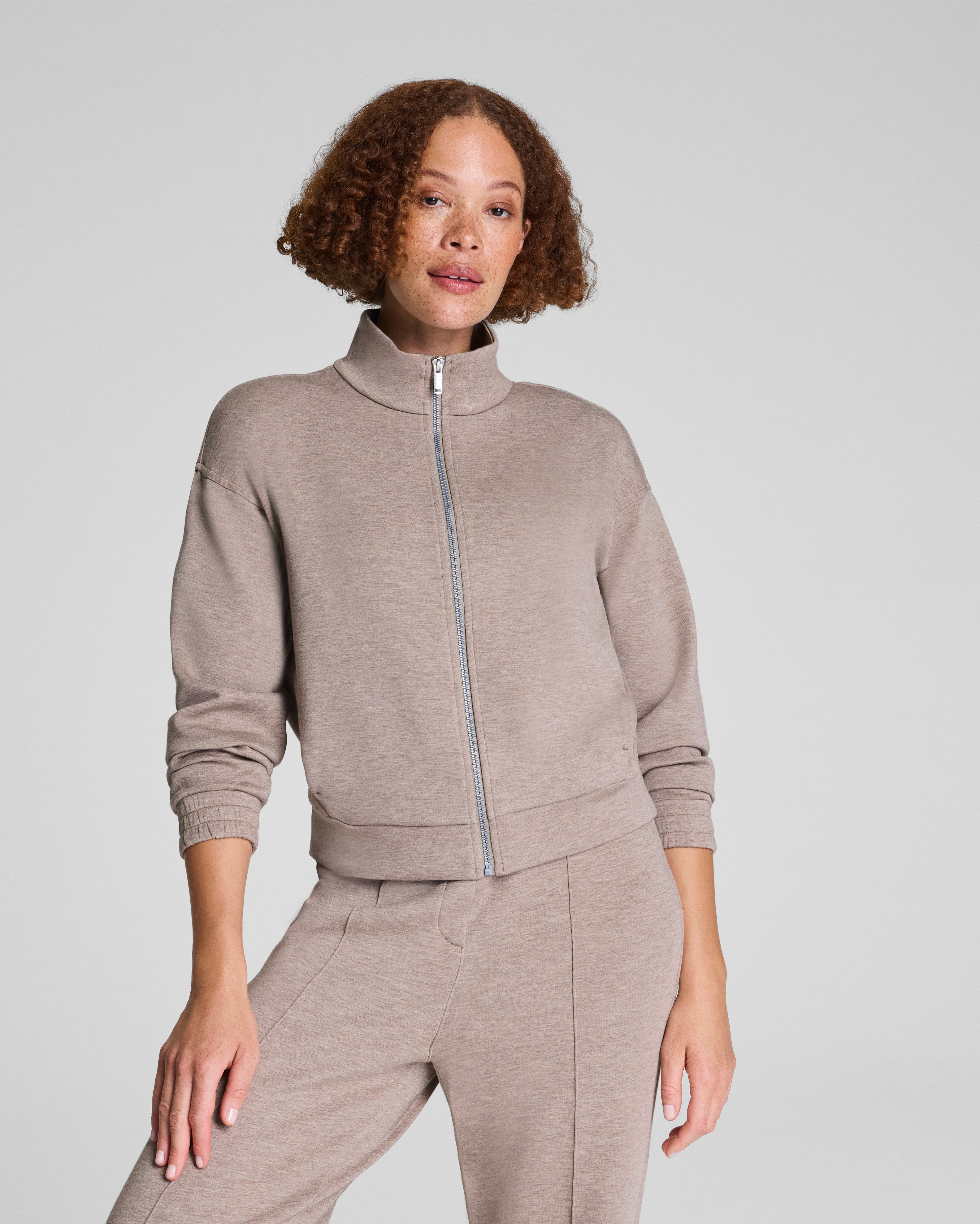 SPANX AirEssentials® Brushed Full Zip Jacket | Birch Heather