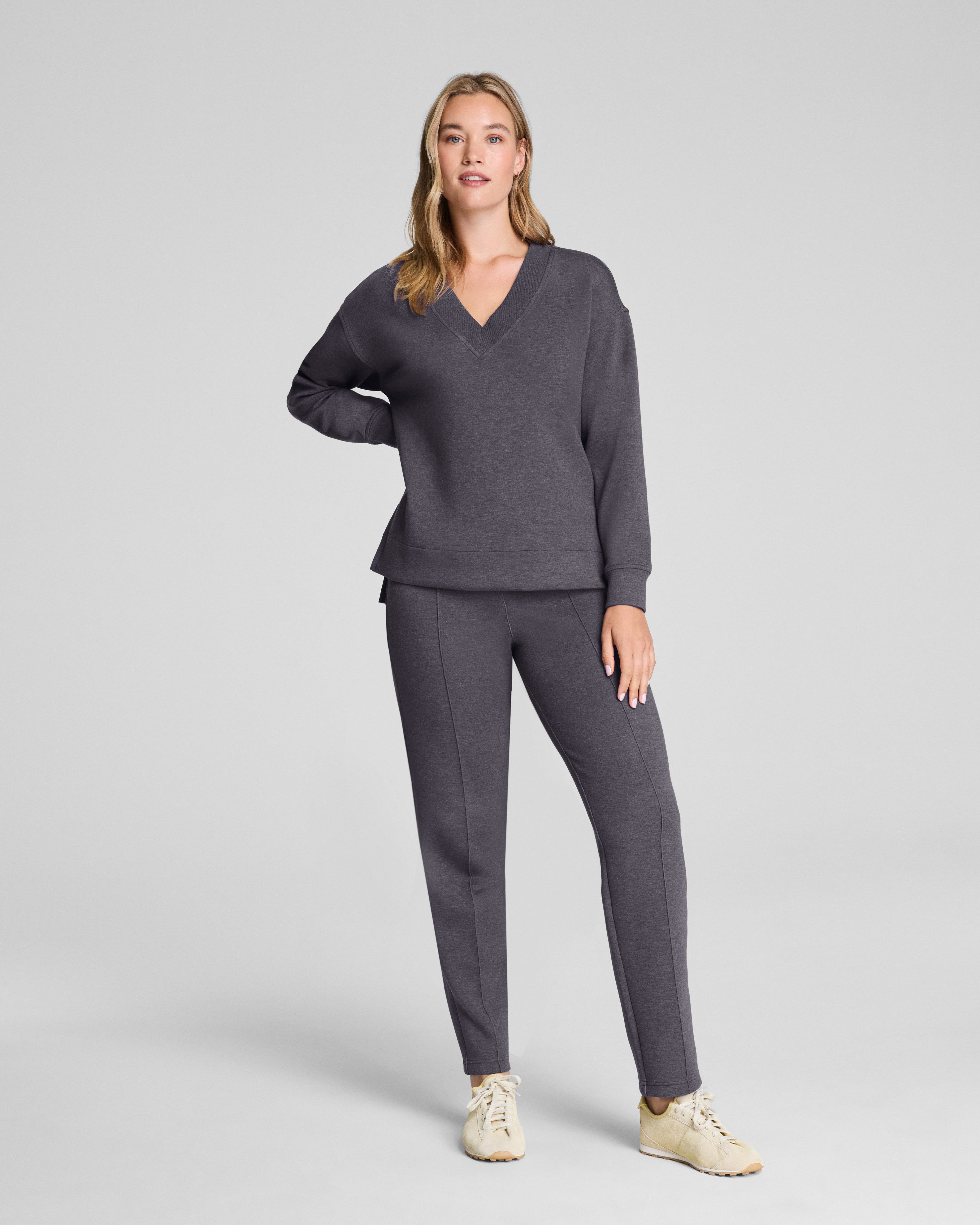 SPANX AirEssentials® Brushed Slim Straight Pant | Heather Storm