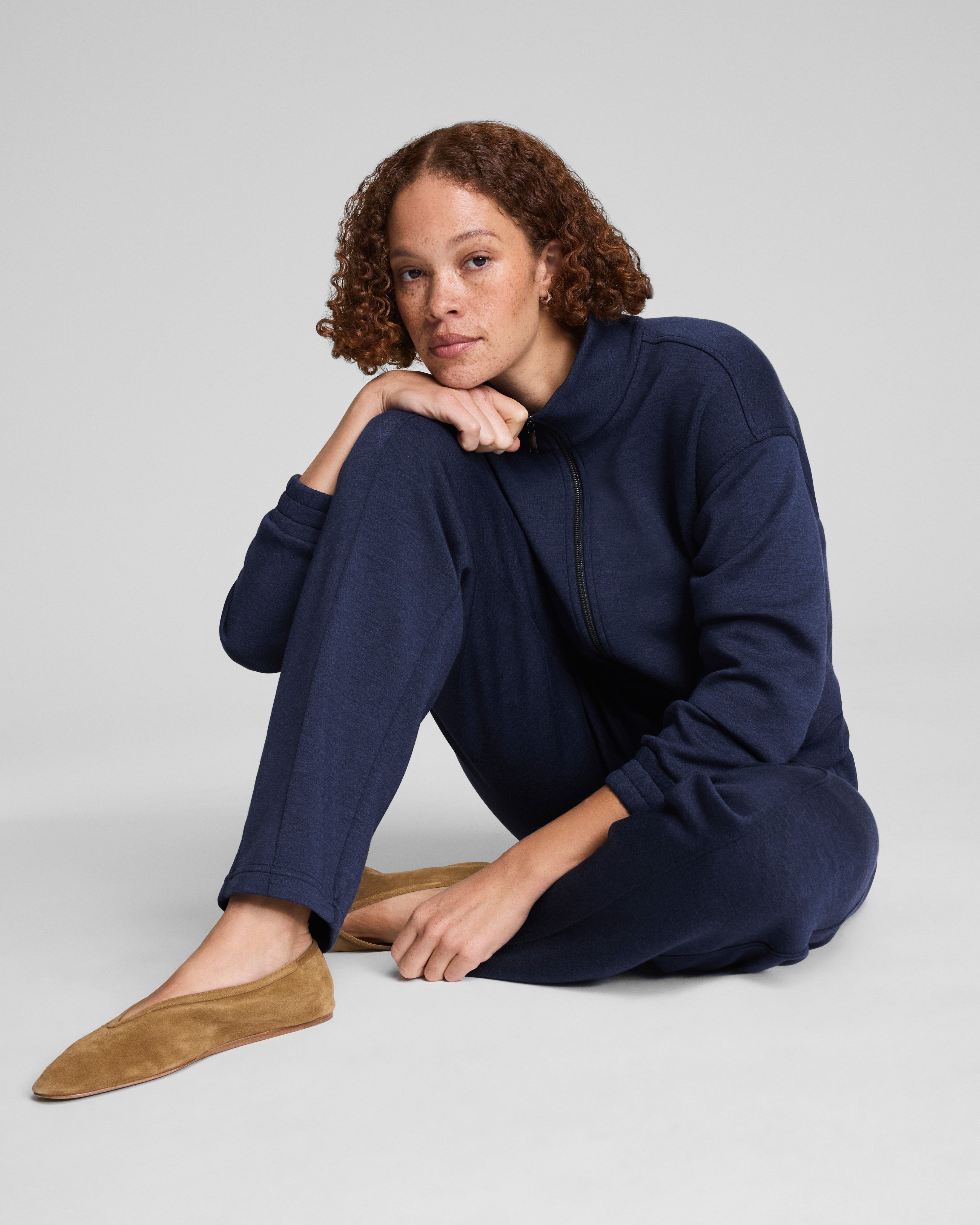 SPANX AirEssentials® Brushed Slim Straight Pant | Timeless Navy Heather