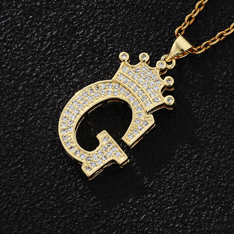 Women's Letters Fashion Crown Stainless Steel Zircon Necklaces