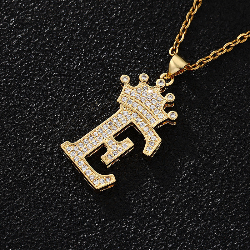 Women's Letters Fashion Crown Stainless Steel Zircon Necklaces